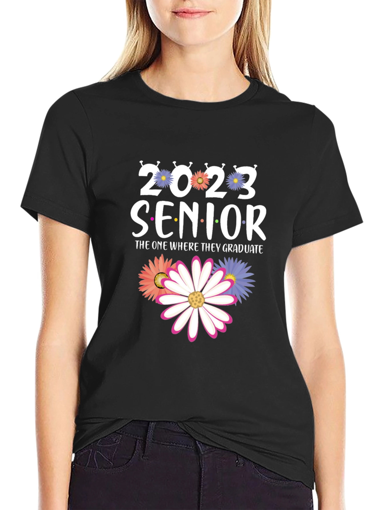 Senior 2023 Graduation T-Shirt with Floral Design