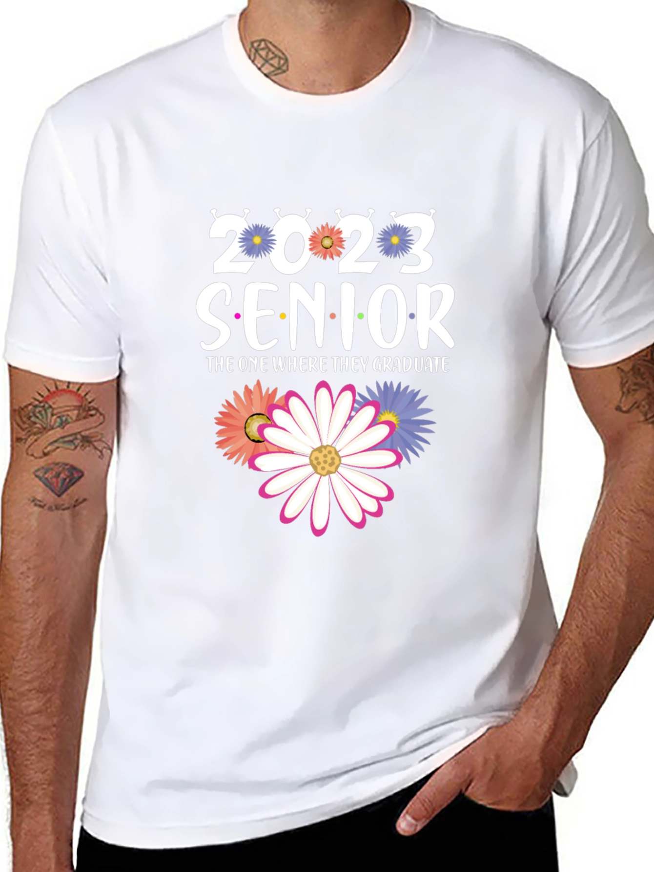 Senior 2023 Graduation T-Shirt with Floral Design