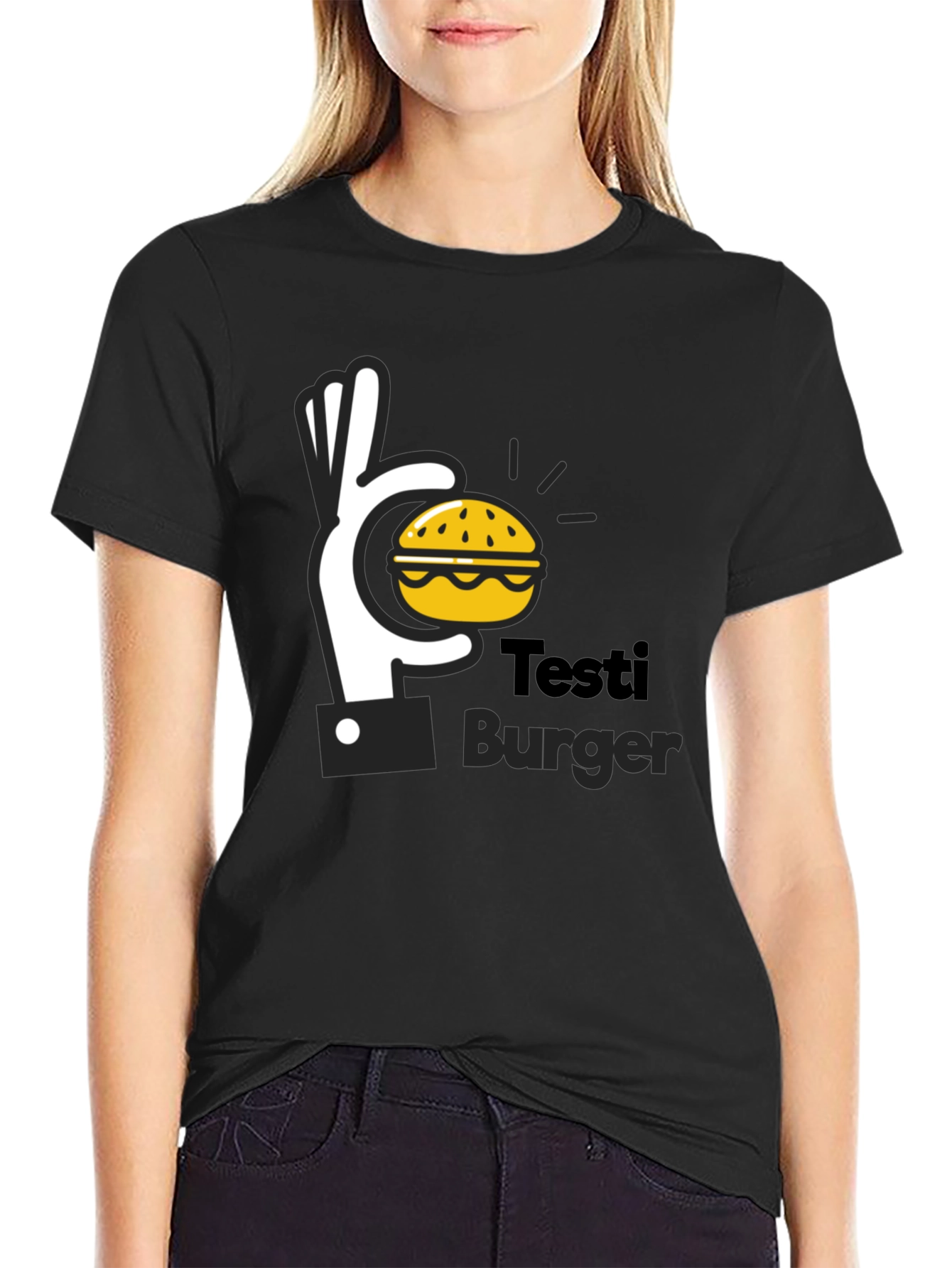 Testi Burger Graphic Tee - Unisex Black T-Shirt