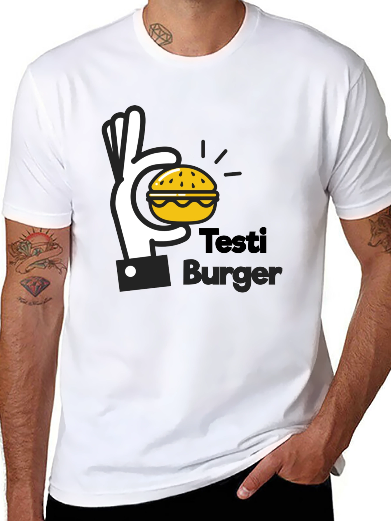 Testi Burger Graphic Tee - Unisex Black T-Shirt