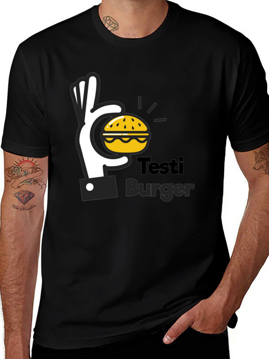 Testi Burger Graphic Tee - Unisex Black T-Shirt