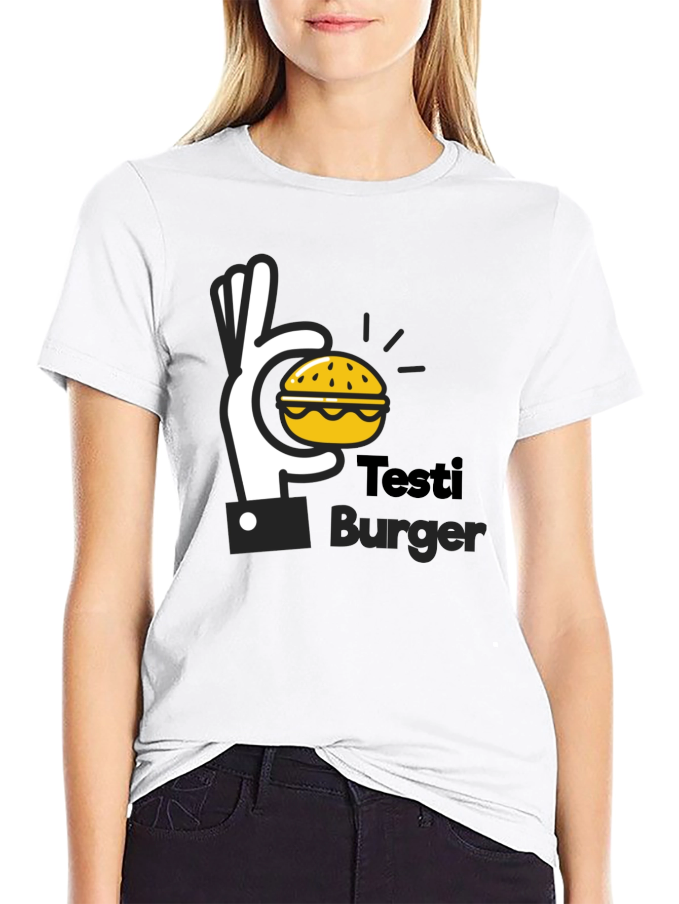 Testi Burger Graphic Tee - Unisex Black T-Shirt