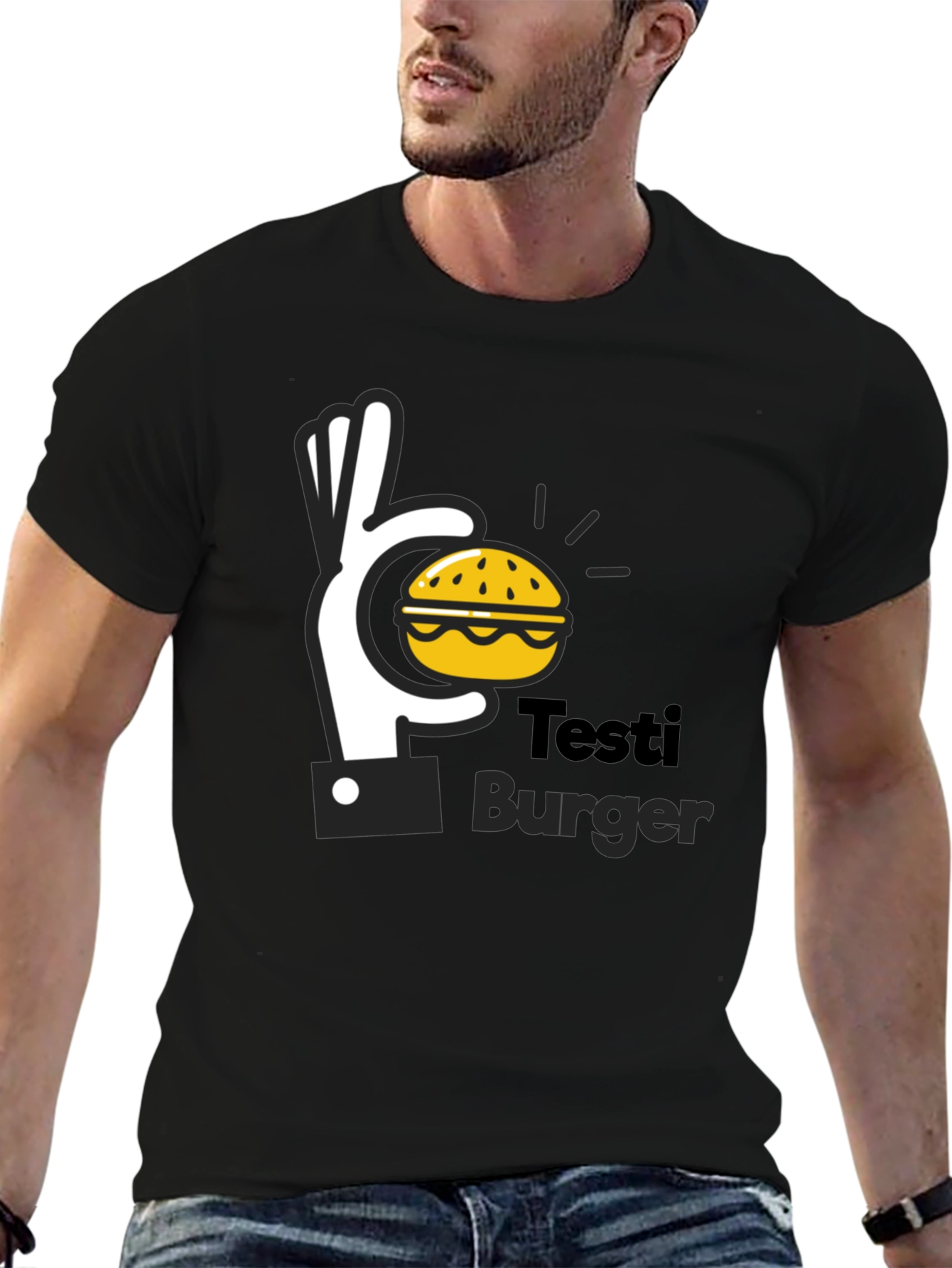Testi Burger Graphic Tee - Unisex Black T-Shirt