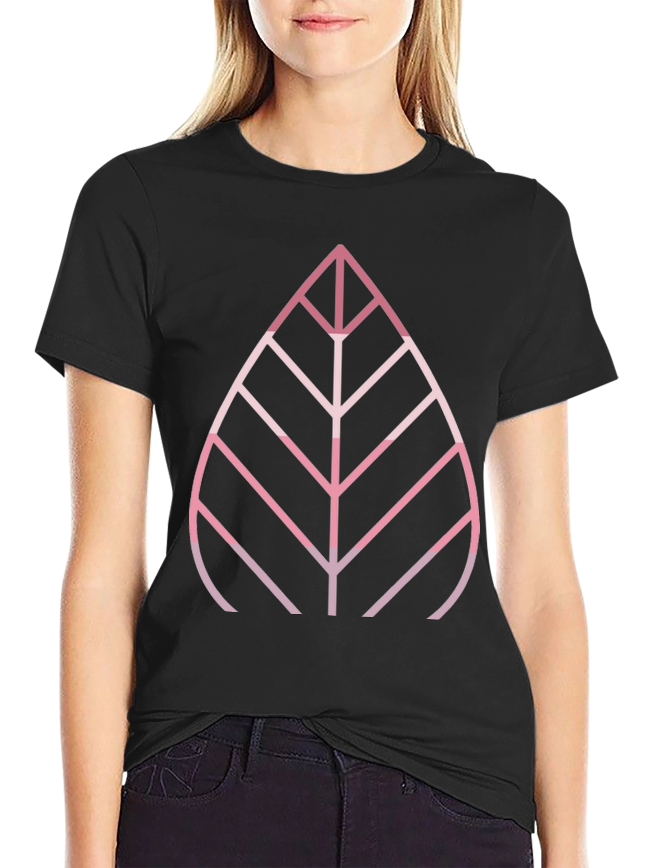 Modern Leaf Graphic Tee - Stylish Black T-Shirt
