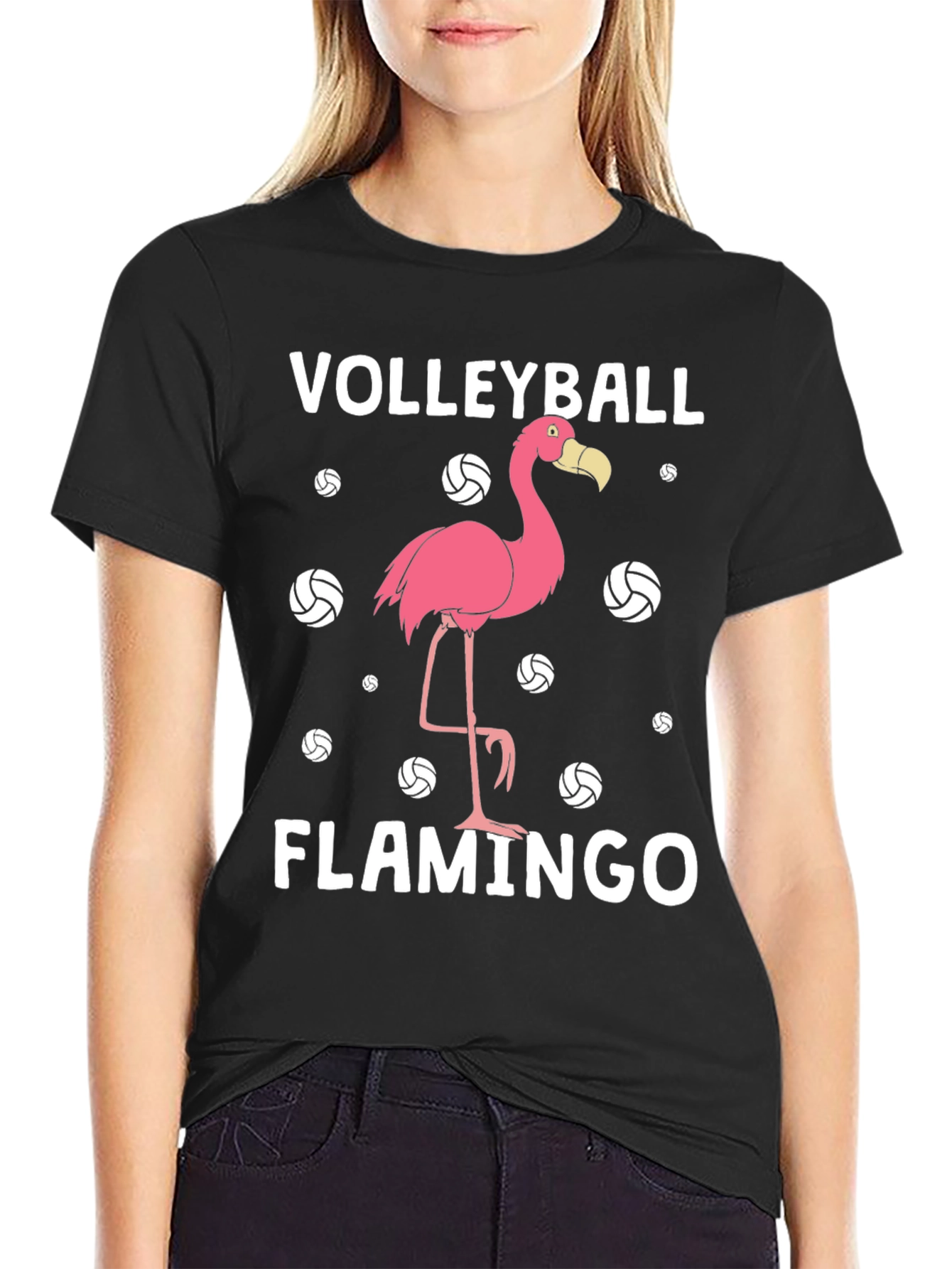 Volleyball Flamingo T-Shirt - Funny Graphic Tee