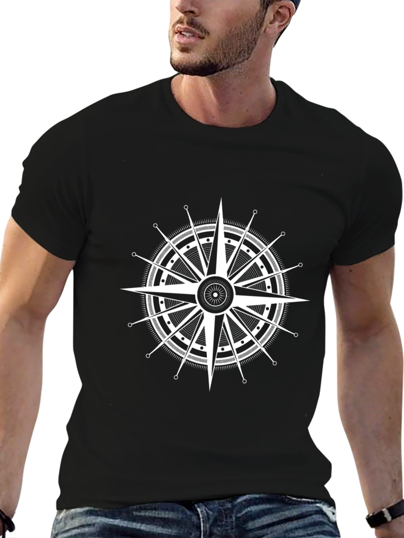 Nautical Compass Graphic Tee - Black