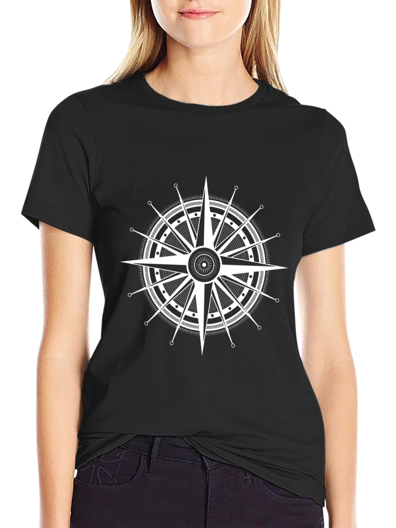 Nautical Compass Graphic Tee - Black