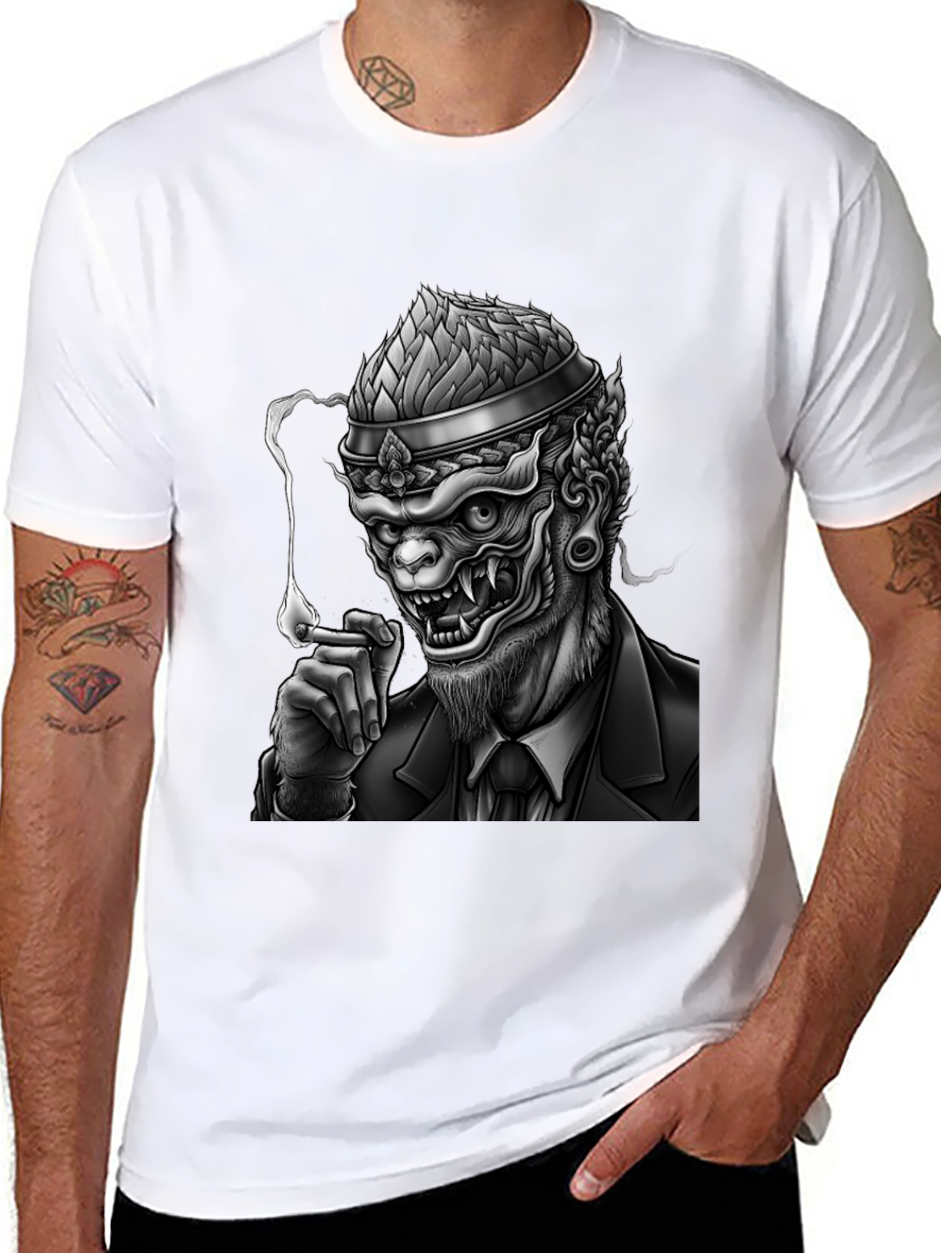 Smoking Demon Graphic Tee - Black