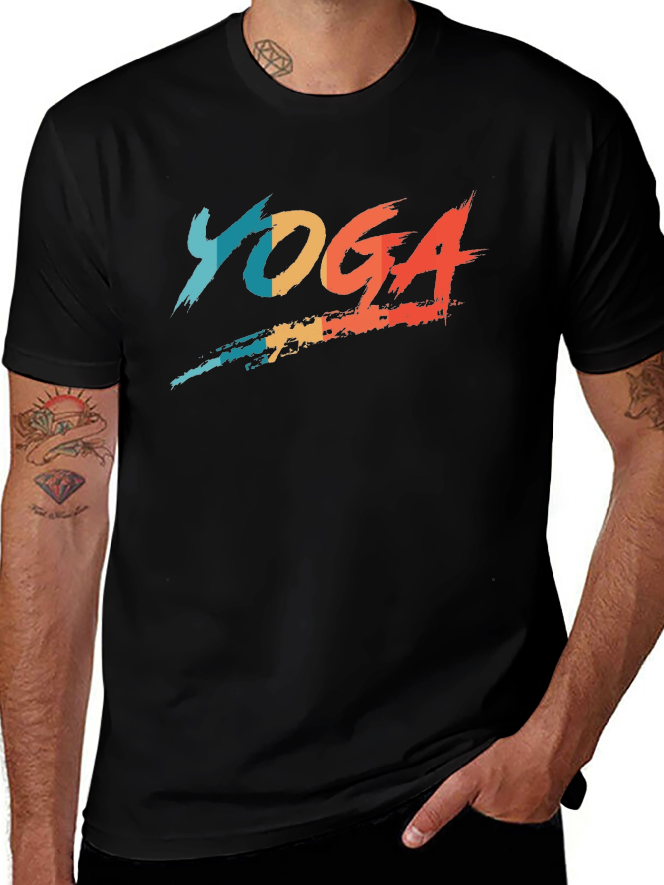 Yoga Graphic Black T-Shirt - Mens Casual Tee