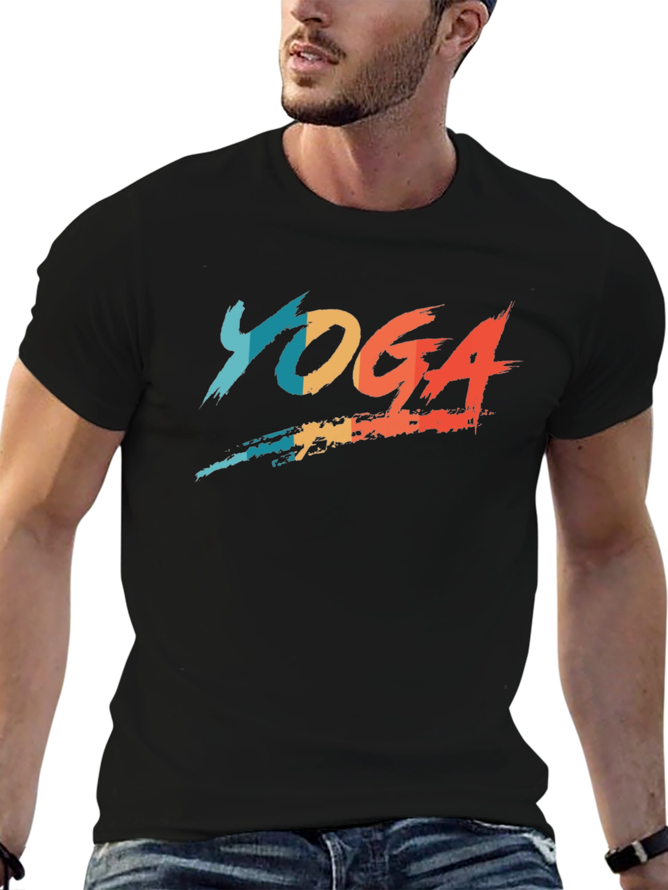 Yoga Graphic Black T-Shirt - Mens Casual Tee