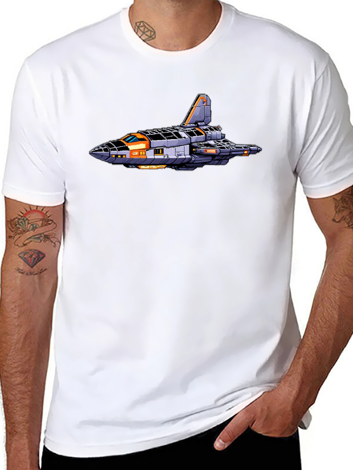 Sci-Fi Spaceship Graphic Tee - Retro Style