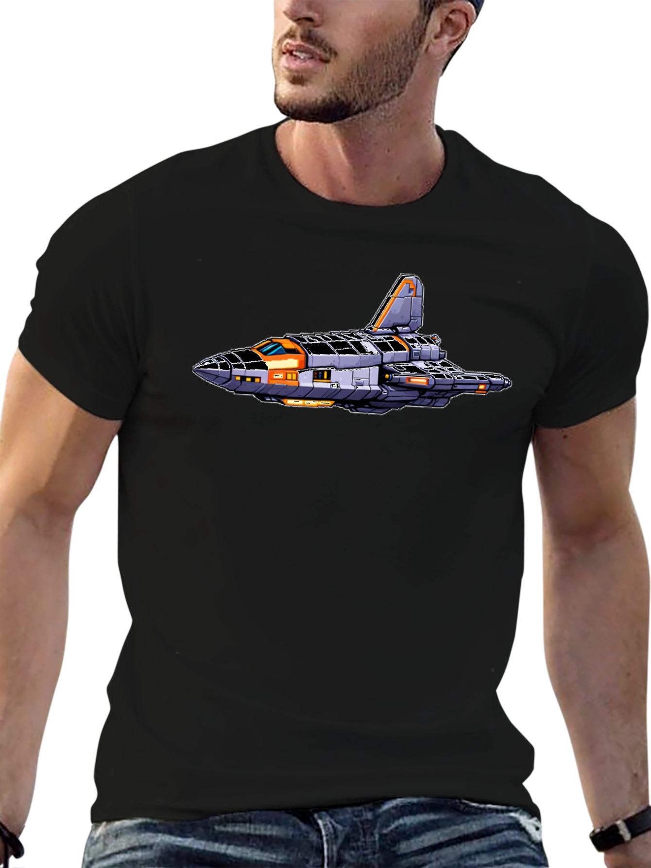 Sci-Fi Spaceship Graphic Tee - Retro Style