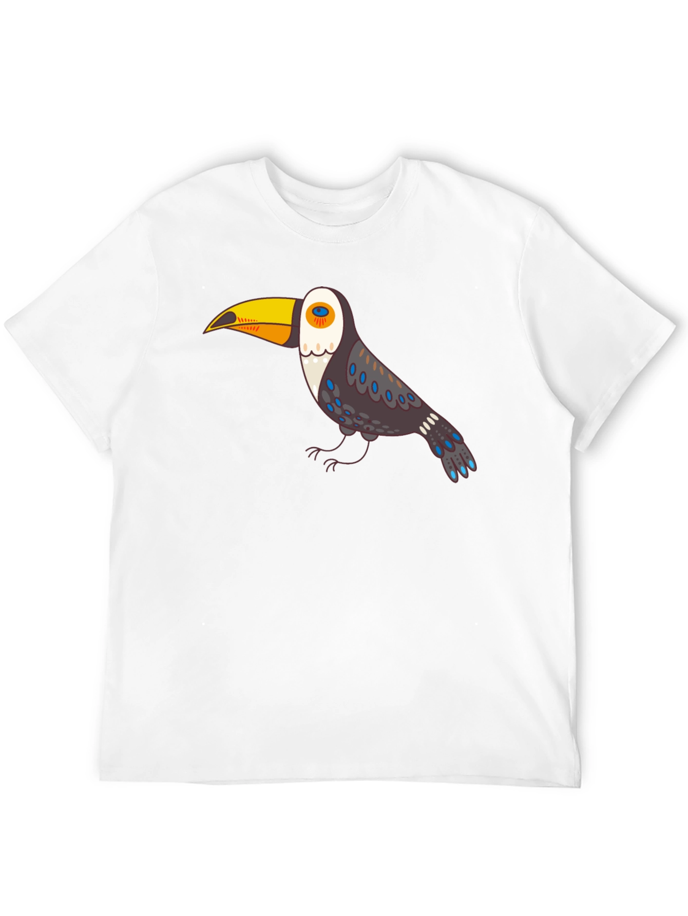 Toucan Graphic Tee - Black Cotton Casual Shirt