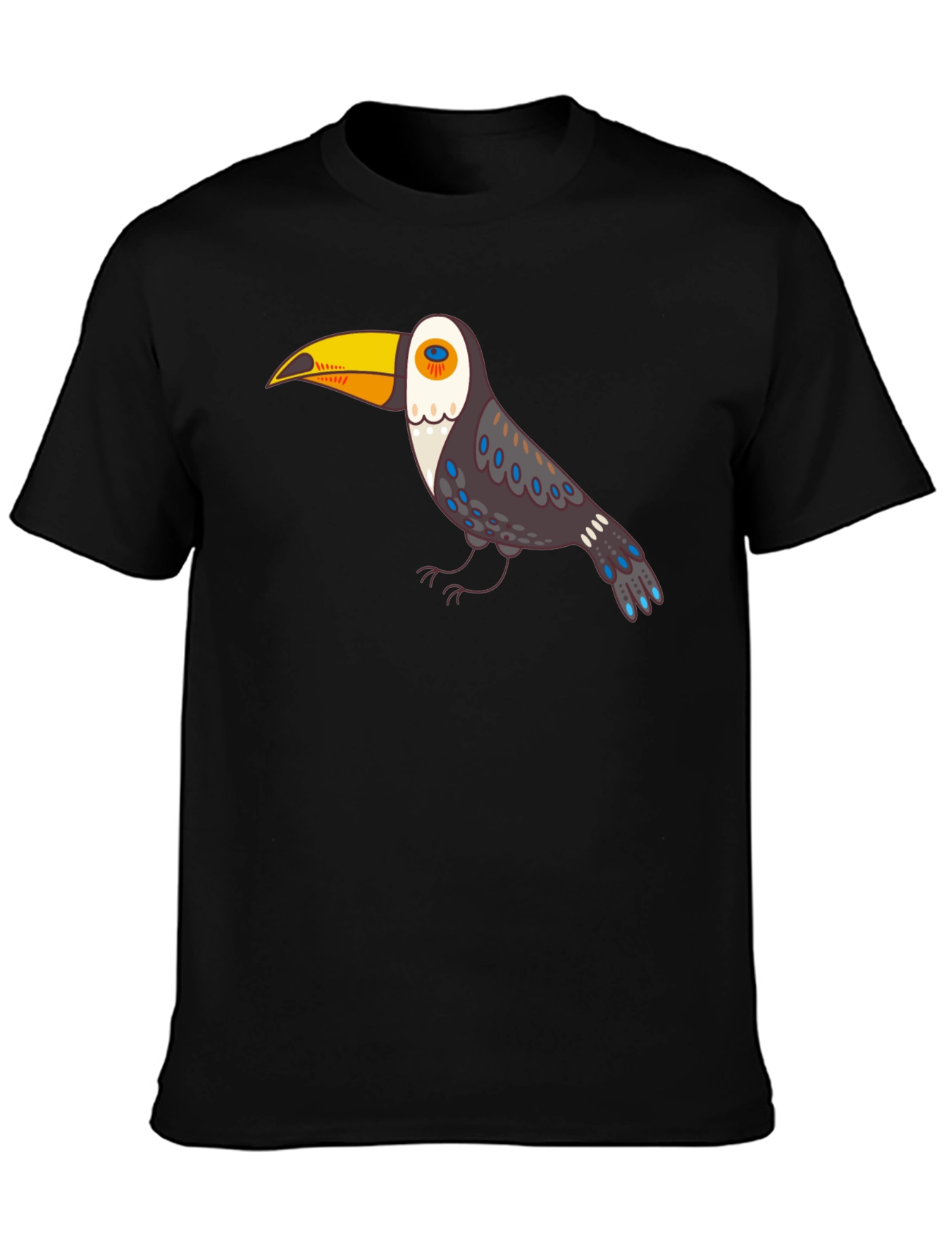 Toucan Graphic Tee - Black Cotton Casual Shirt