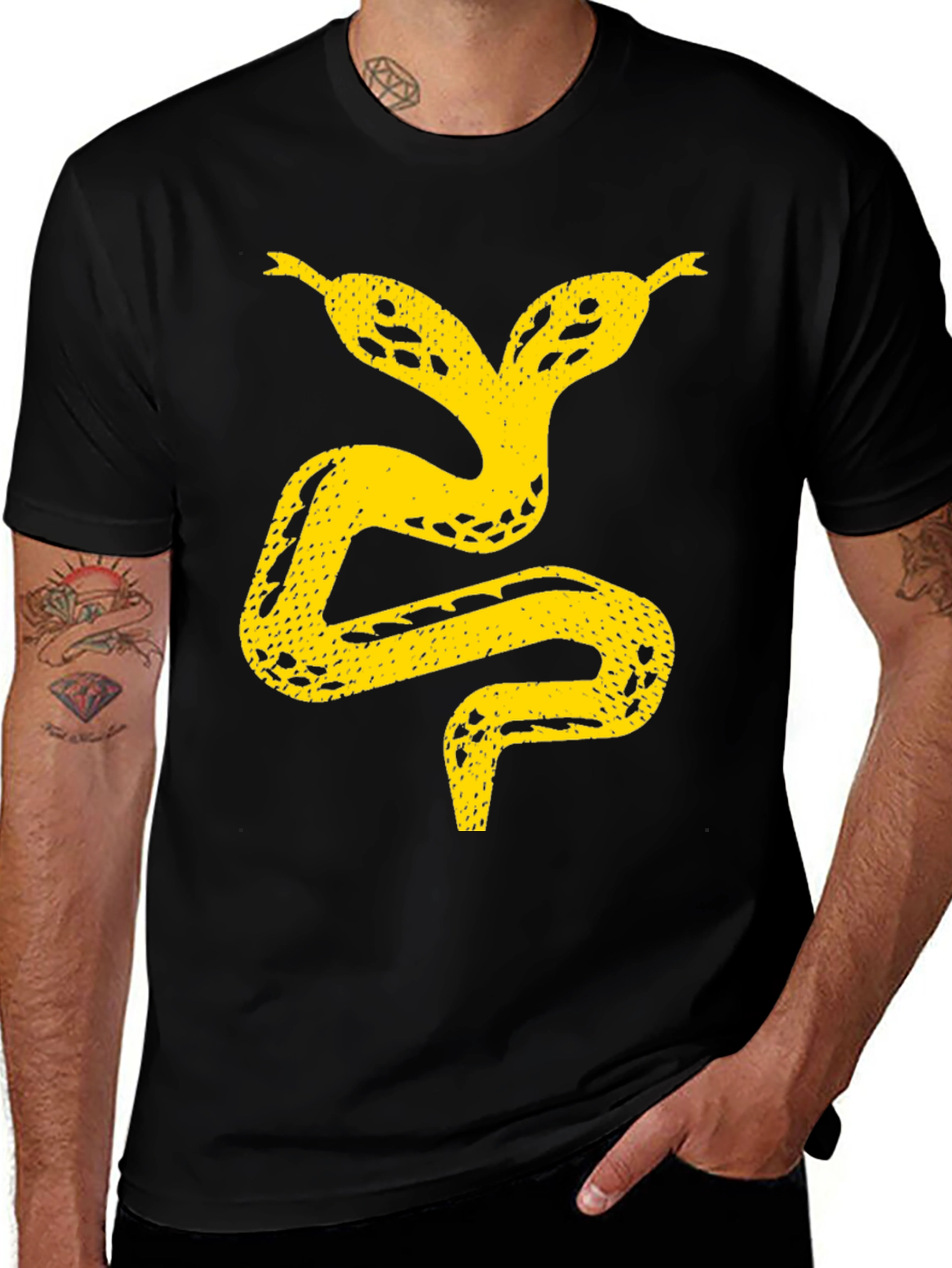 Two-Headed Snake Graphic Tee - Black