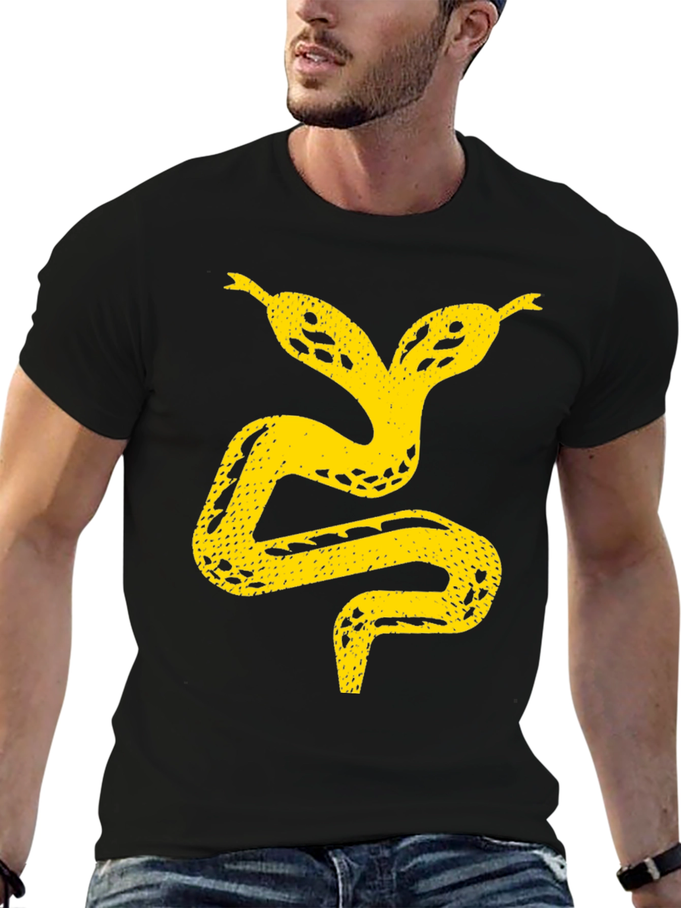 Two-Headed Snake Graphic Tee - Black