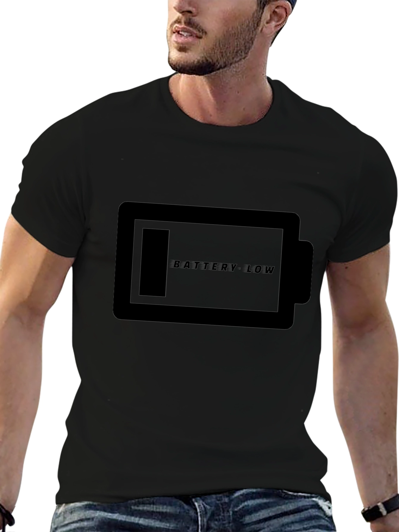 Battery Low Graphic Black T-Shirt