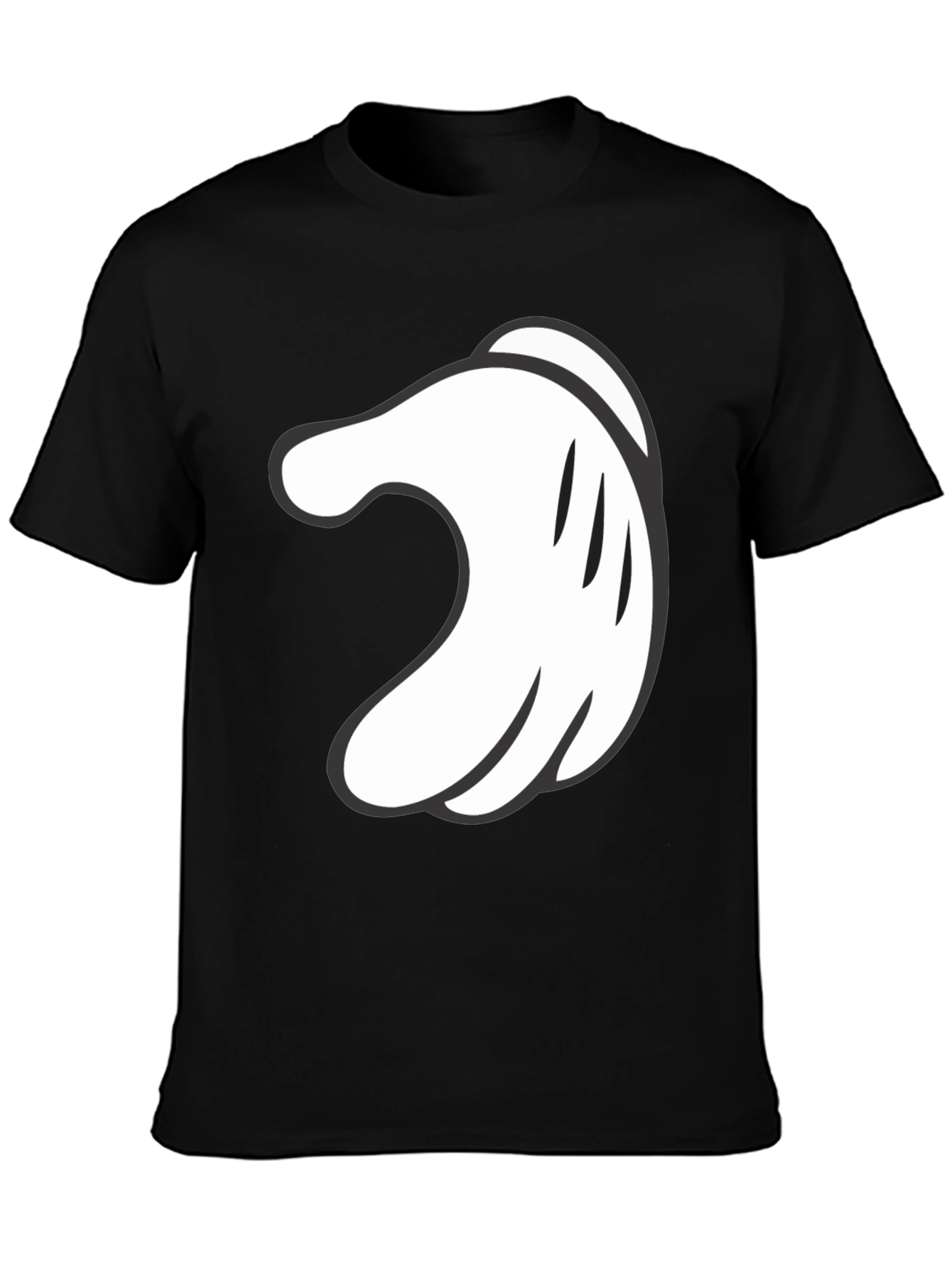 Mickey Hand Black Tee - Cartoon Glove Graphic T-Shirt