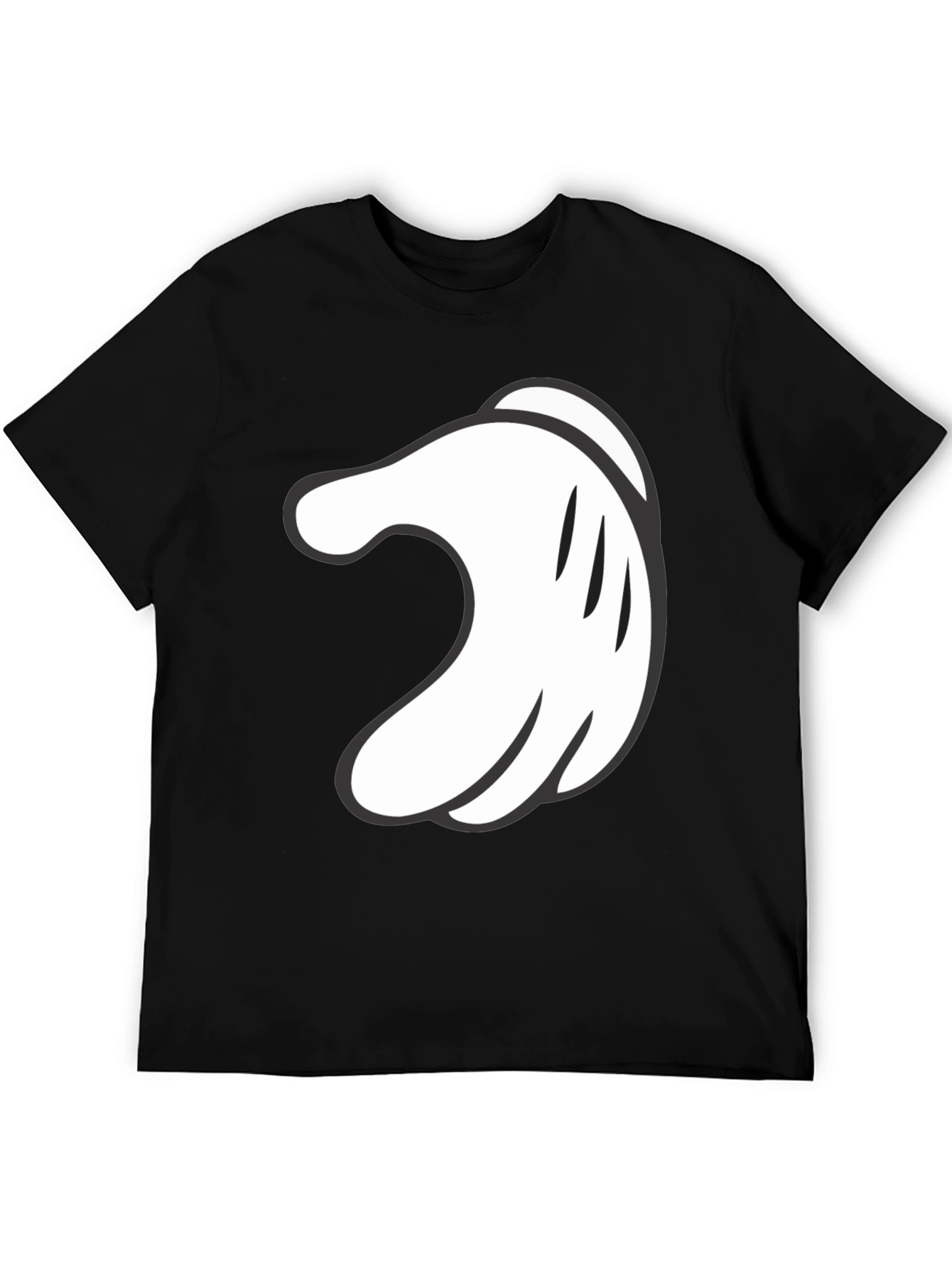 Mickey Hand Black Tee - Cartoon Glove Graphic T-Shirt