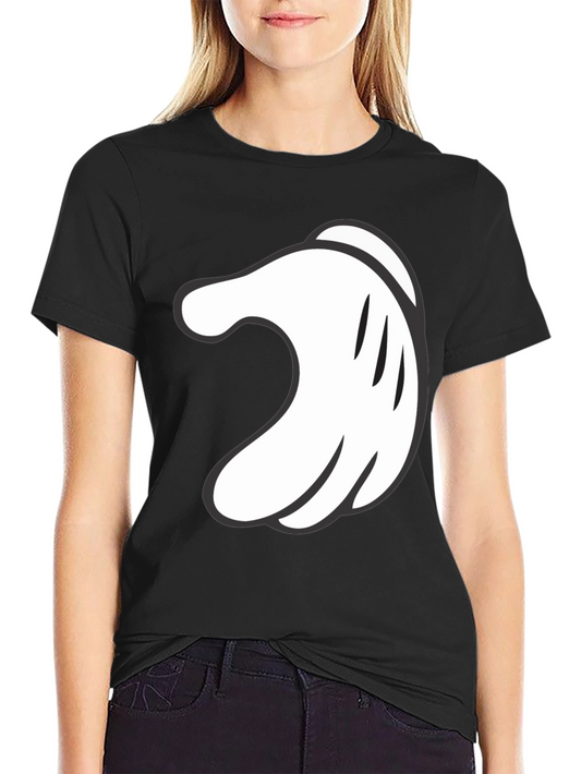 Mickey Hand Black Tee - Cartoon Glove Graphic T-Shirt