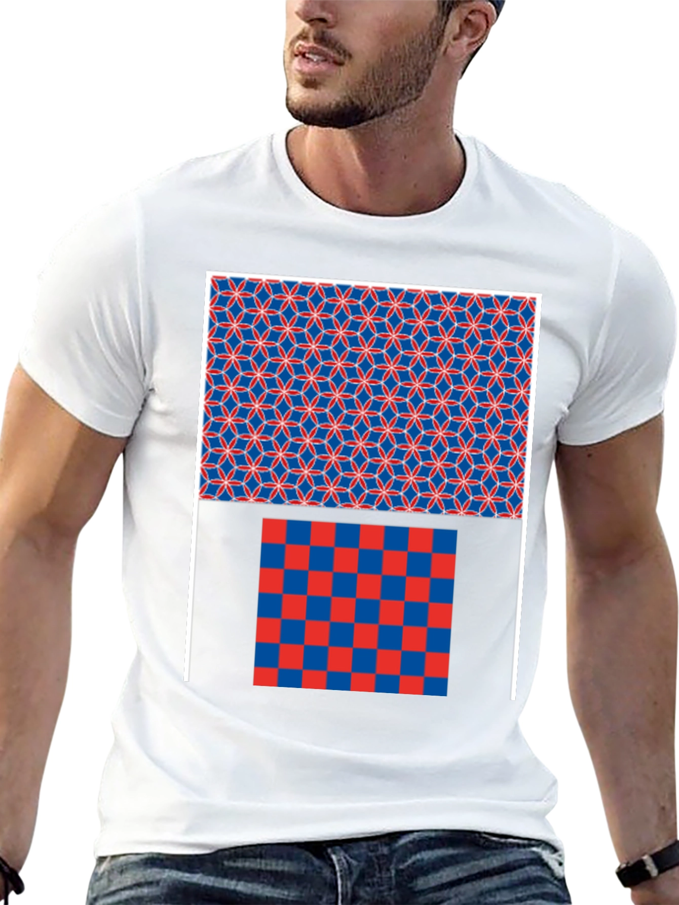 Geometric Pattern Graphic Print Black T-Shirt