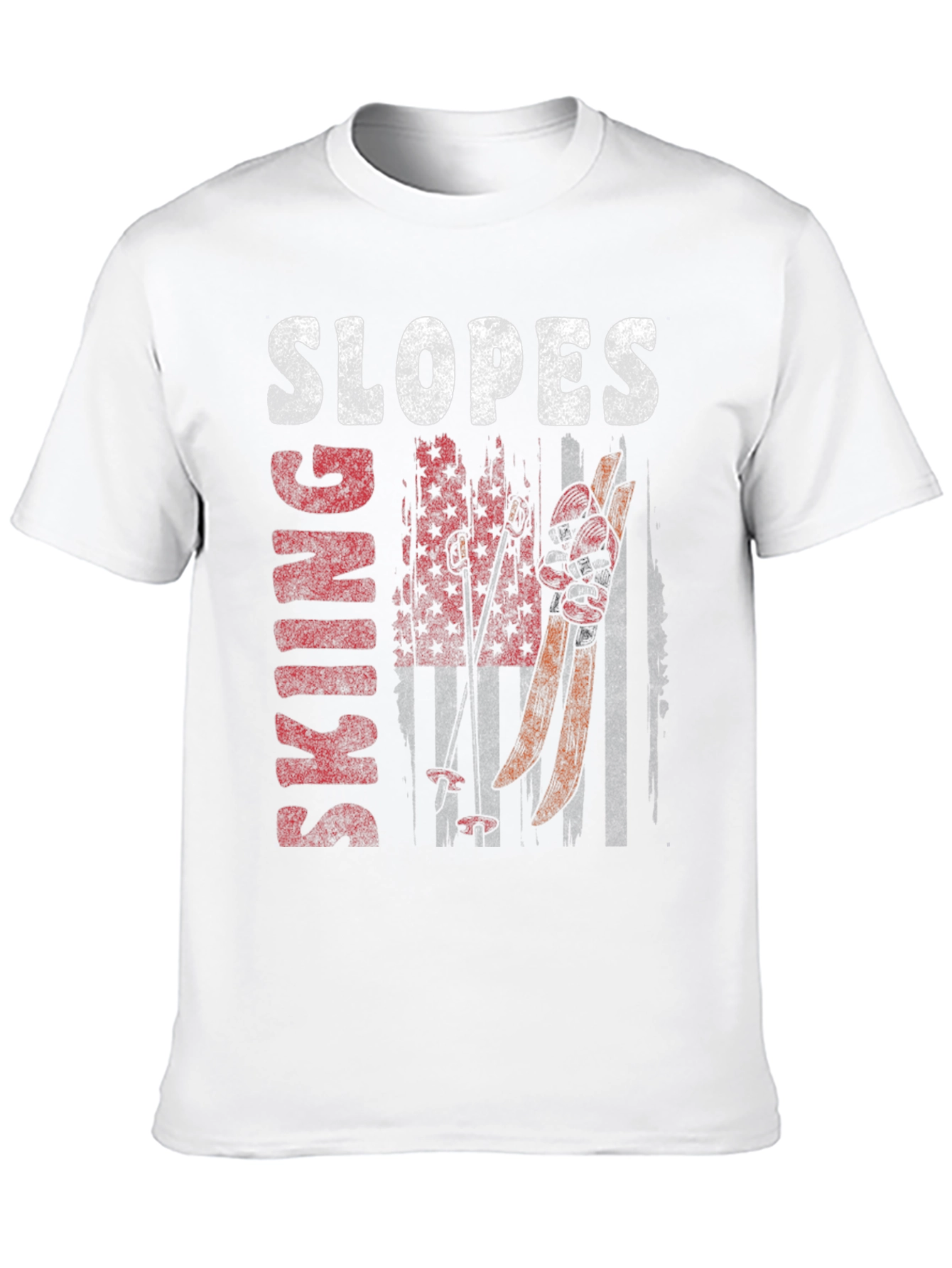 Skiing Slopes Graphic Tee - Black Cotton Blend