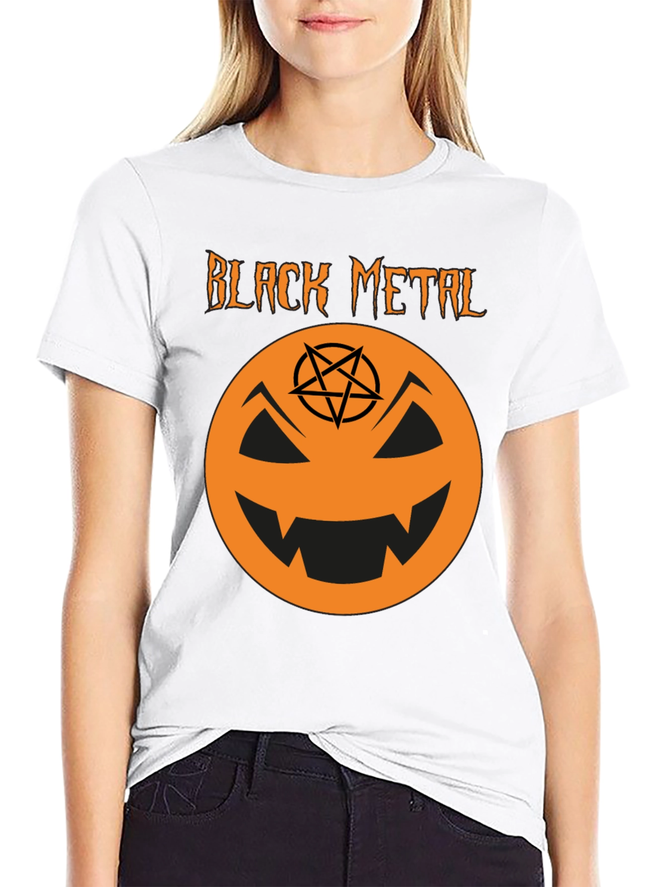 Black Metal Halloween Pumpkin T-Shirt