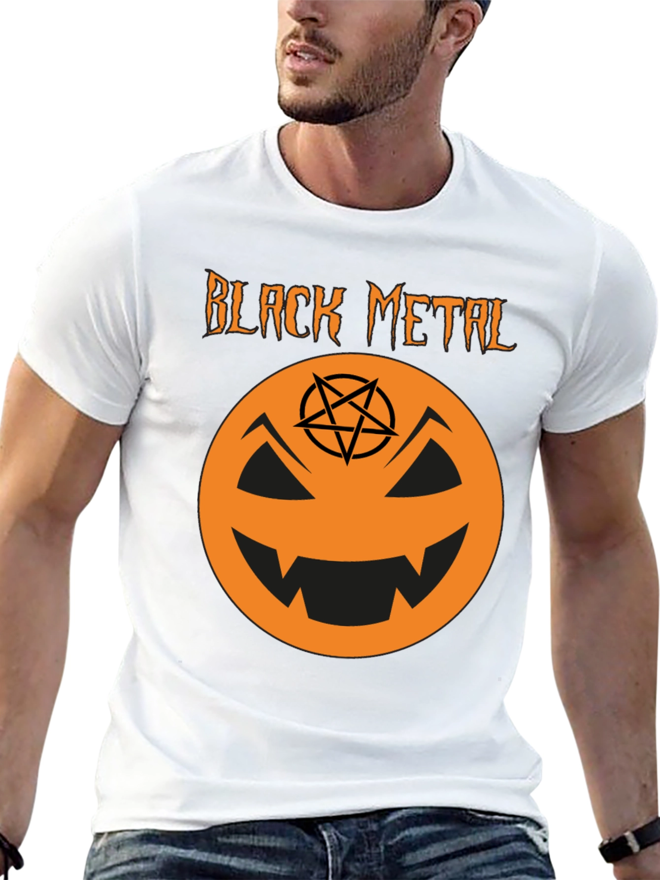 Black Metal Halloween Pumpkin T-Shirt