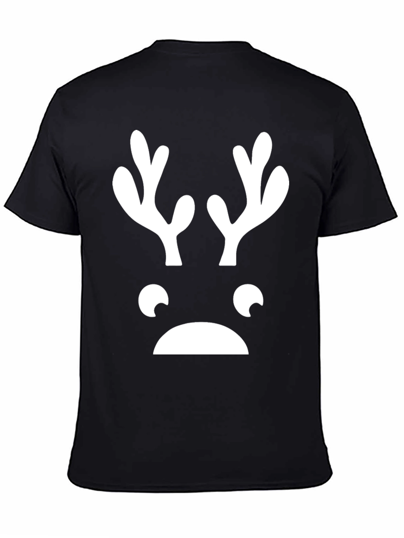 Funny Reindeer Face Graphic Tee - Black T-Shirt