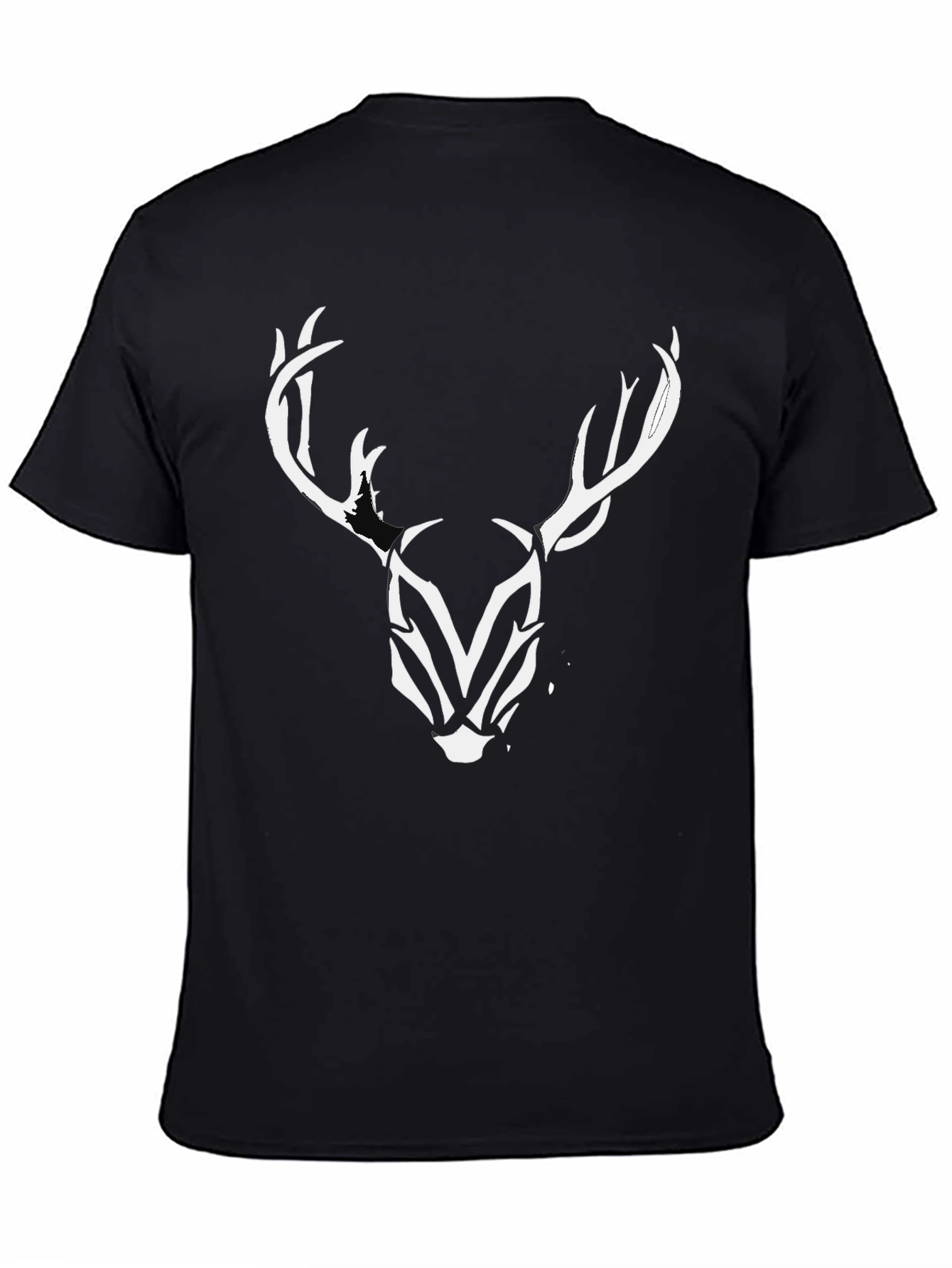 Stylish Deer Antler Graphic Print Black T-Shirt