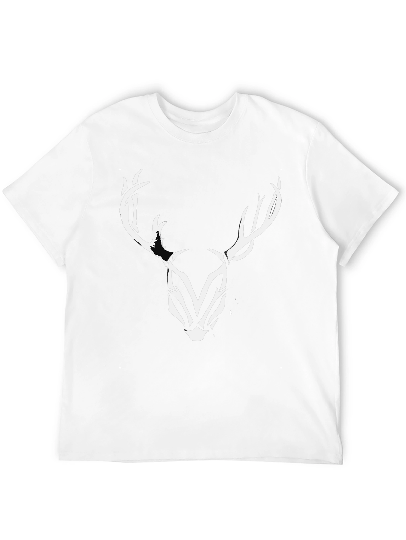 Stylish Deer Antler Graphic Print Black T-Shirt