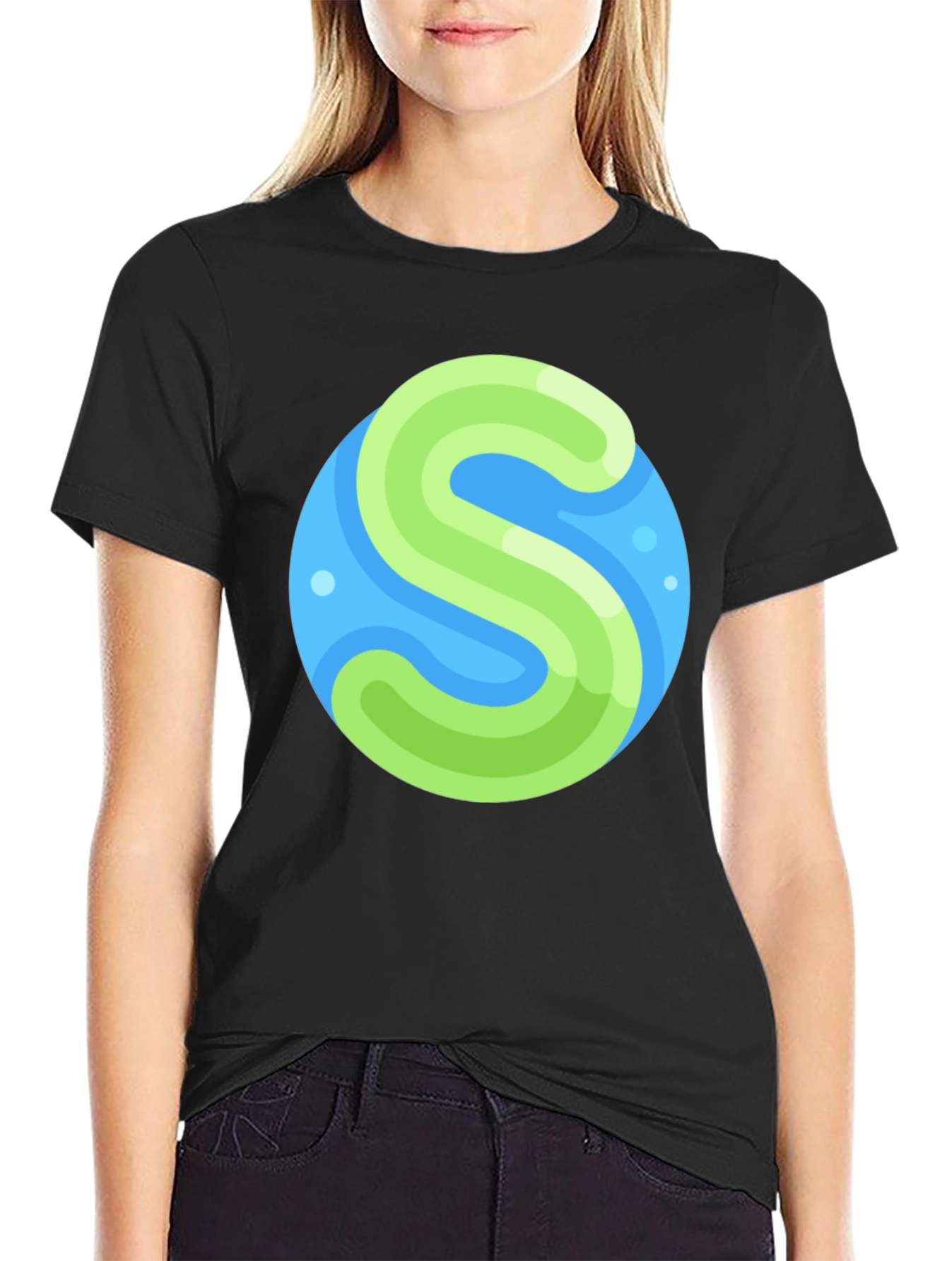 Abstract S Graphic Black T-Shirt