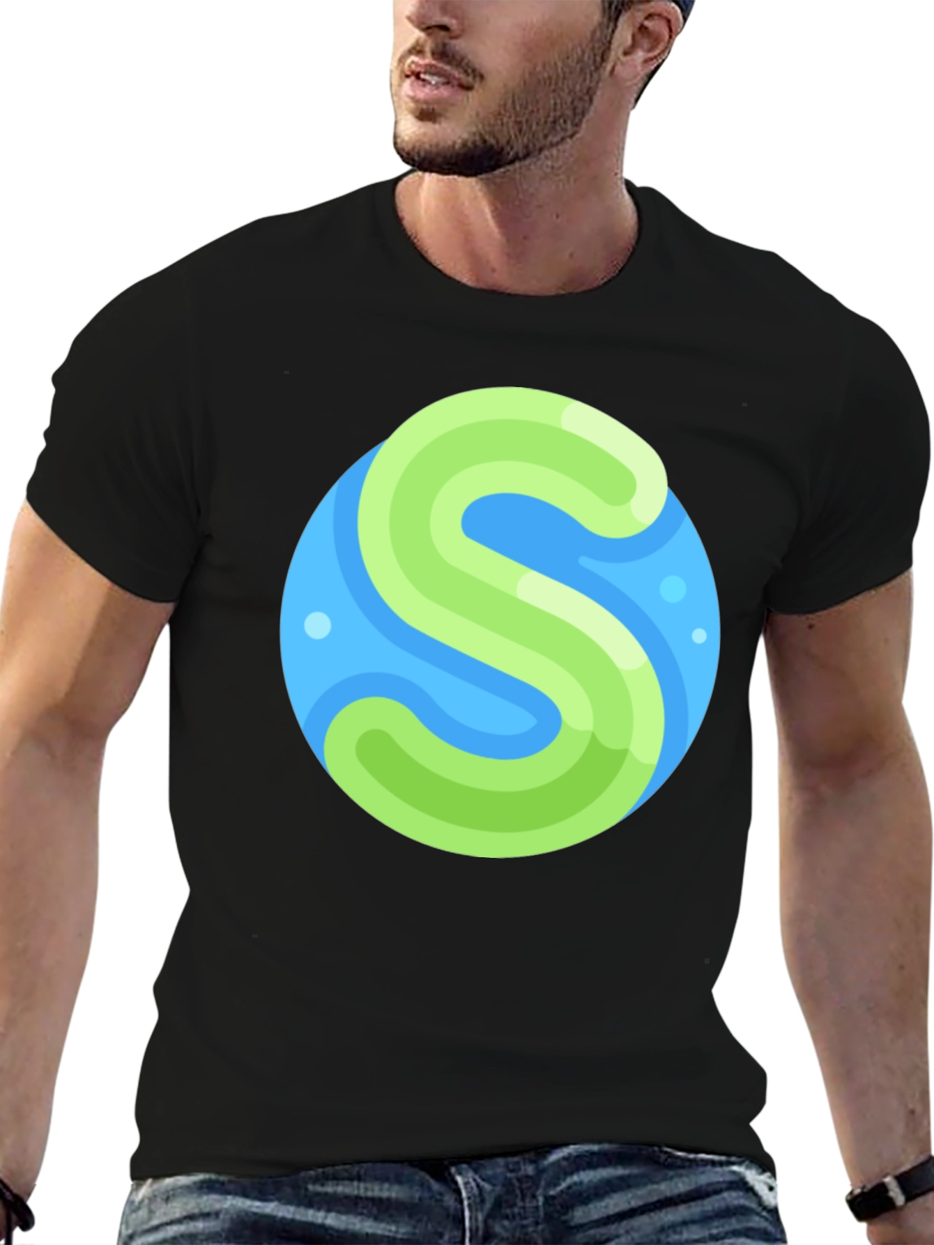 Abstract S Graphic Black T-Shirt