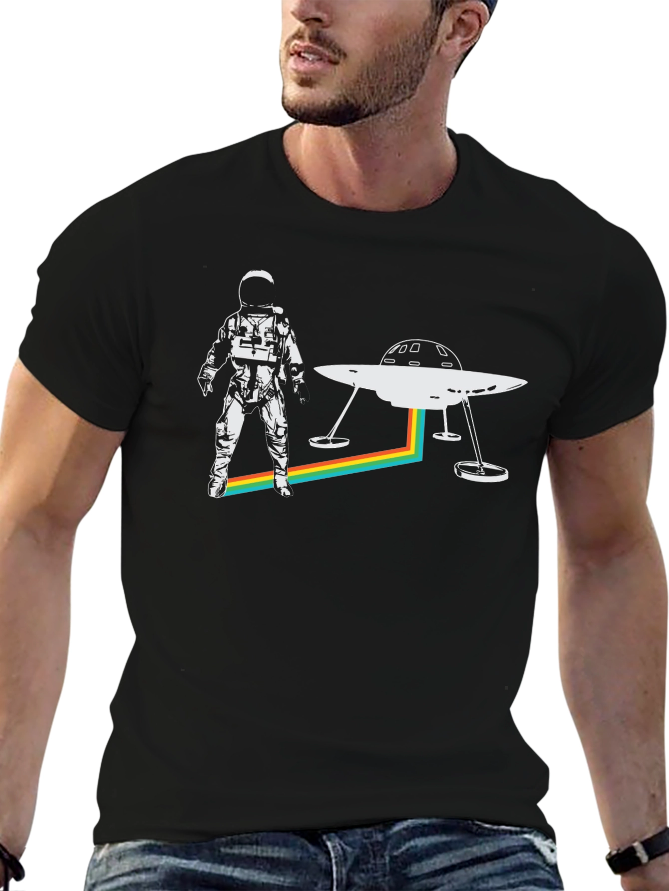 Retro Spaceman UFO Graphic Tee