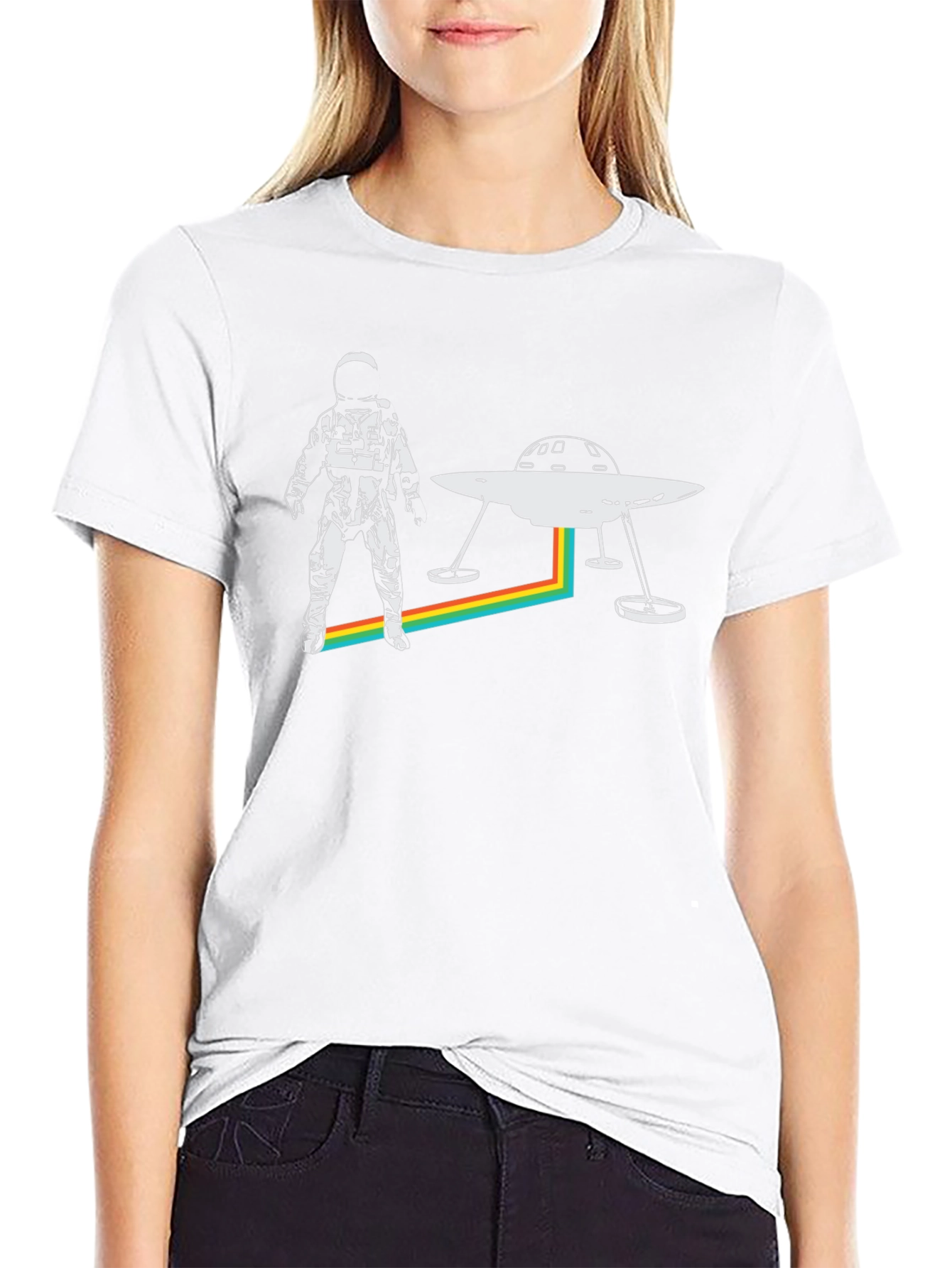 Retro Spaceman UFO Graphic Tee