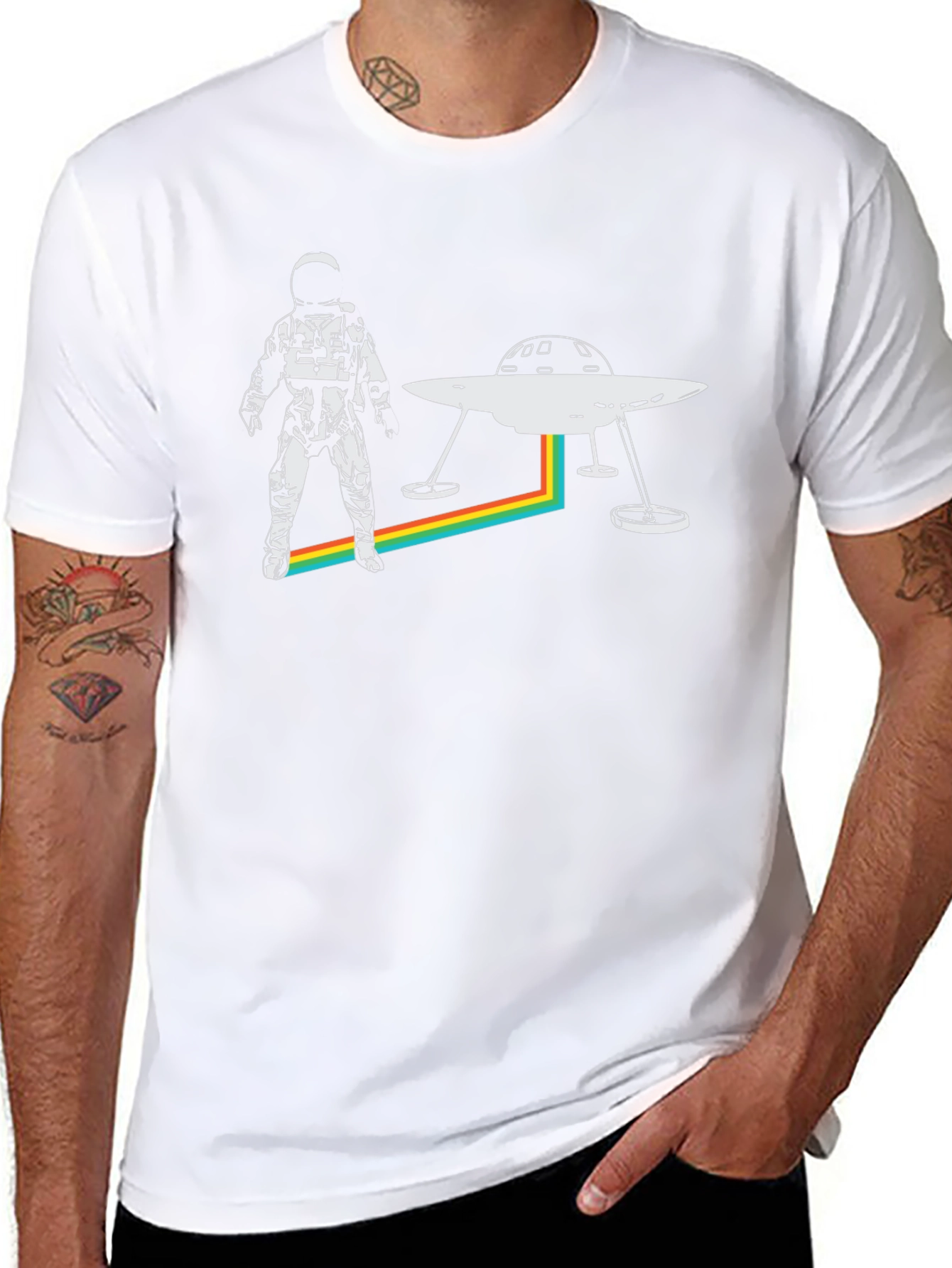 Retro Spaceman UFO Graphic Tee