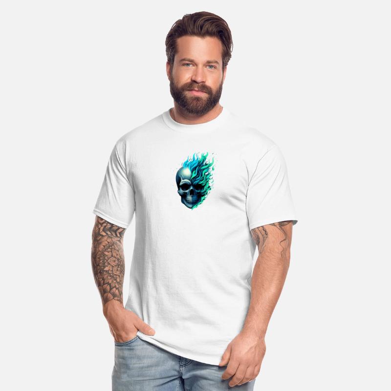 Magic Flaming Green Blue Skull 2