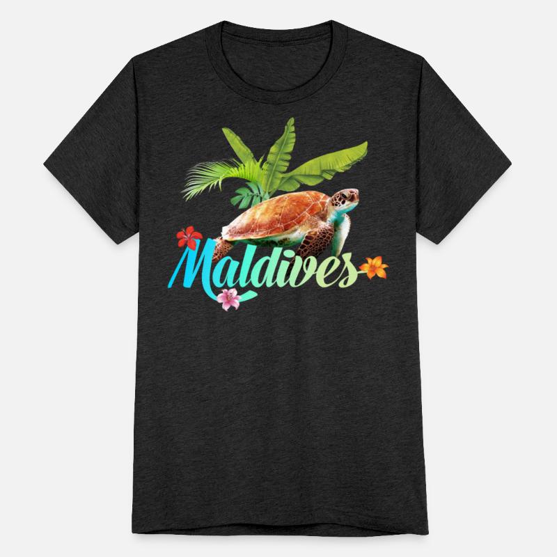Maldives Seaturtle Flowers Palms Vacation Souvenir