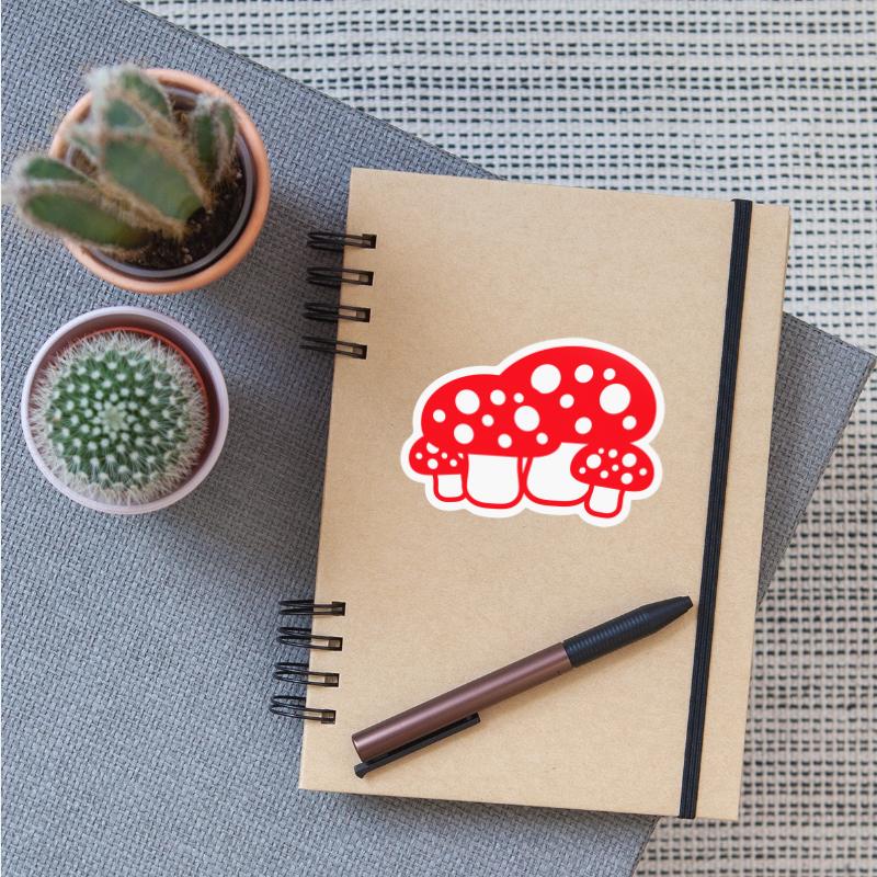 Many Mushrooms Red Dots Pattern Fly Agaric Fungus
