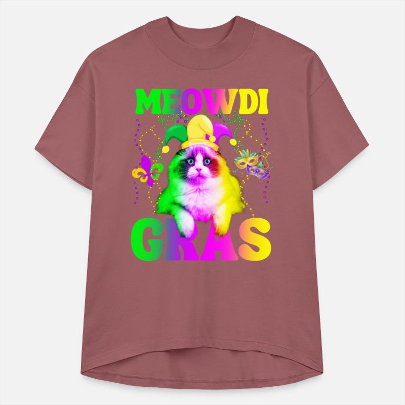 Mardi Gras Cat Jester & Beads Carnival Parade pun