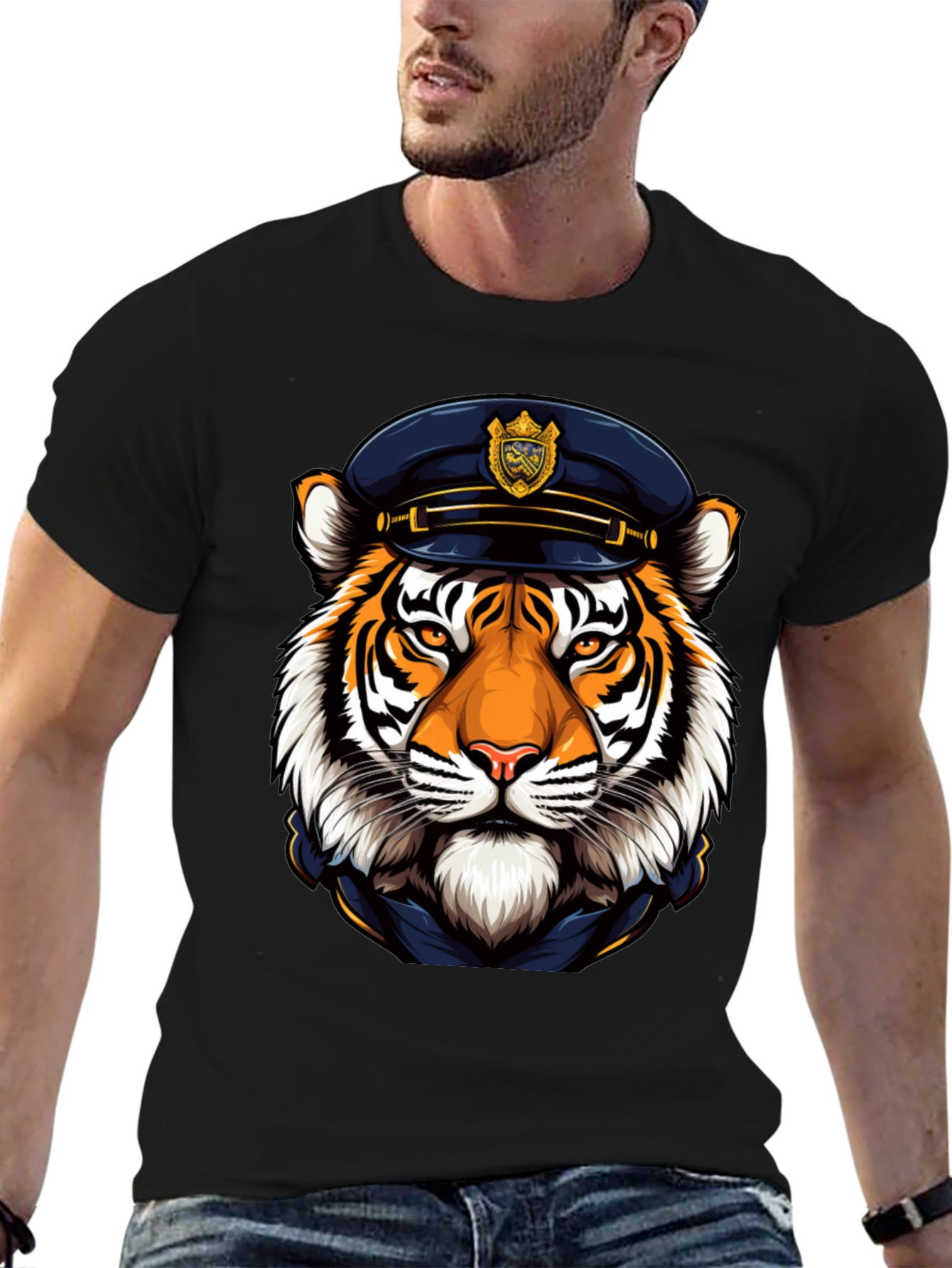Tiger Cop T-Shirt - Cool Animal Graphic Tee