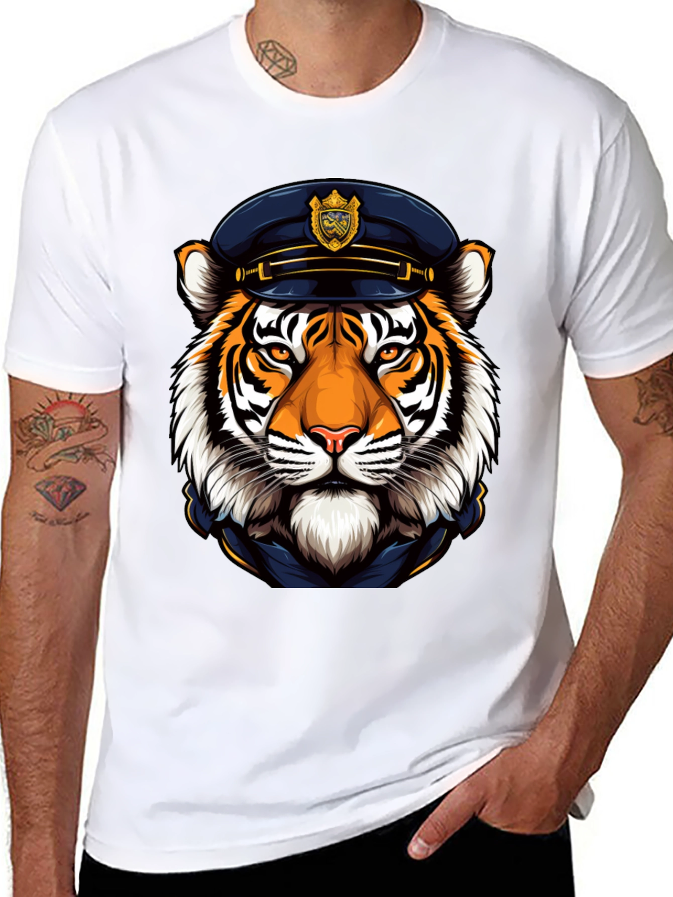 Tiger Cop T-Shirt - Cool Animal Graphic Tee