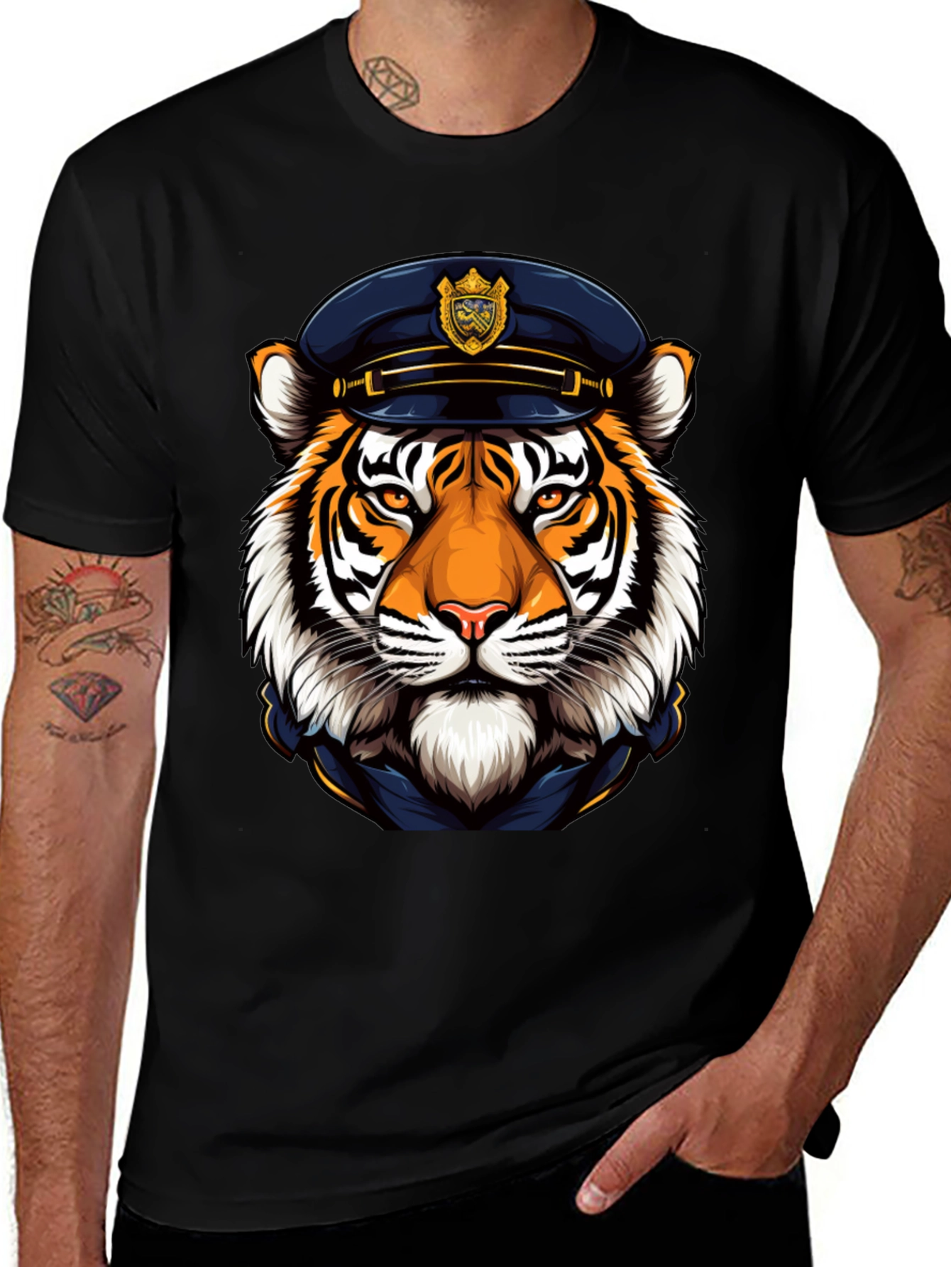 Tiger Cop T-Shirt - Cool Animal Graphic Tee