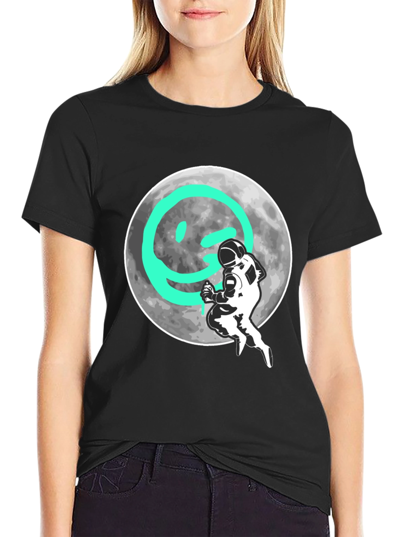 Astronaut Moon Smiley T-Shirt