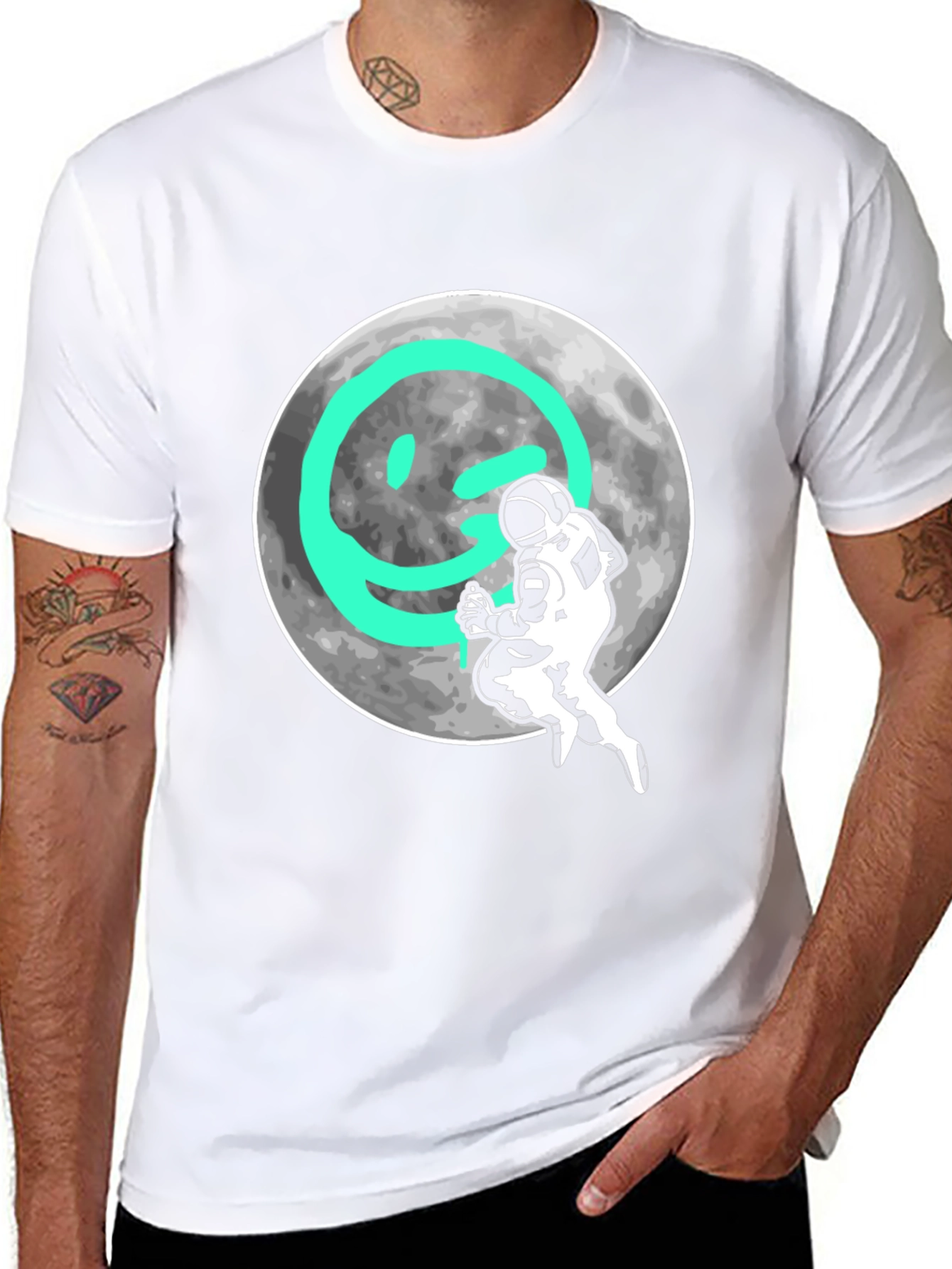 Astronaut Moon Smiley T-Shirt