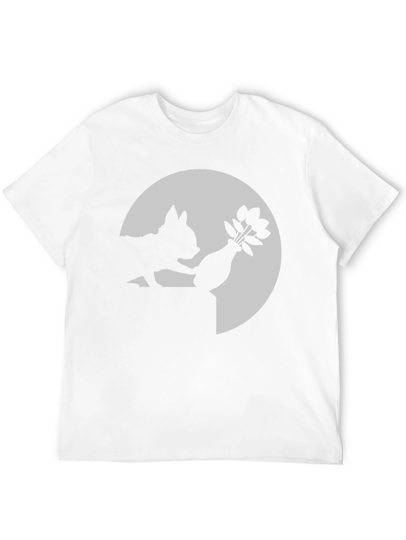 Silhouette Cat & Flowers Graphic Tee - Black