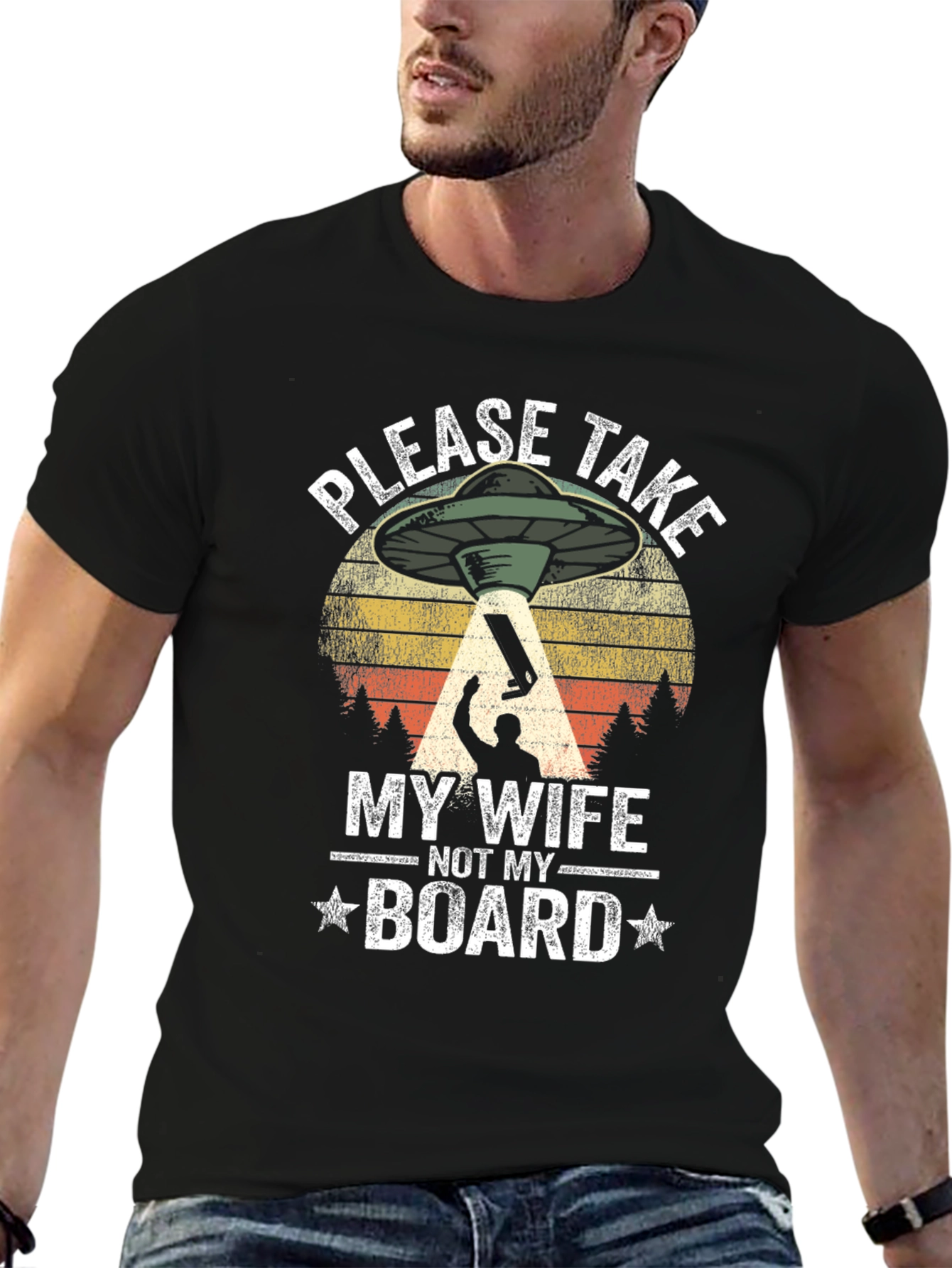 Funny Alien UFO Abduction Mens Graphic T-Shirt