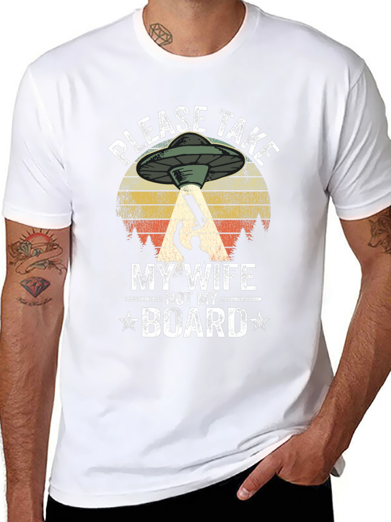 Funny Alien UFO Abduction Mens Graphic T-Shirt
