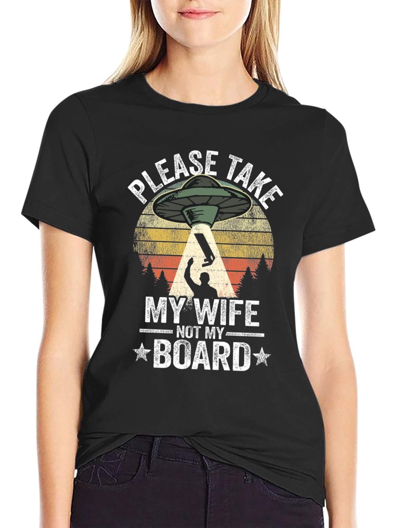 Funny Alien UFO Abduction Mens Graphic T-Shirt
