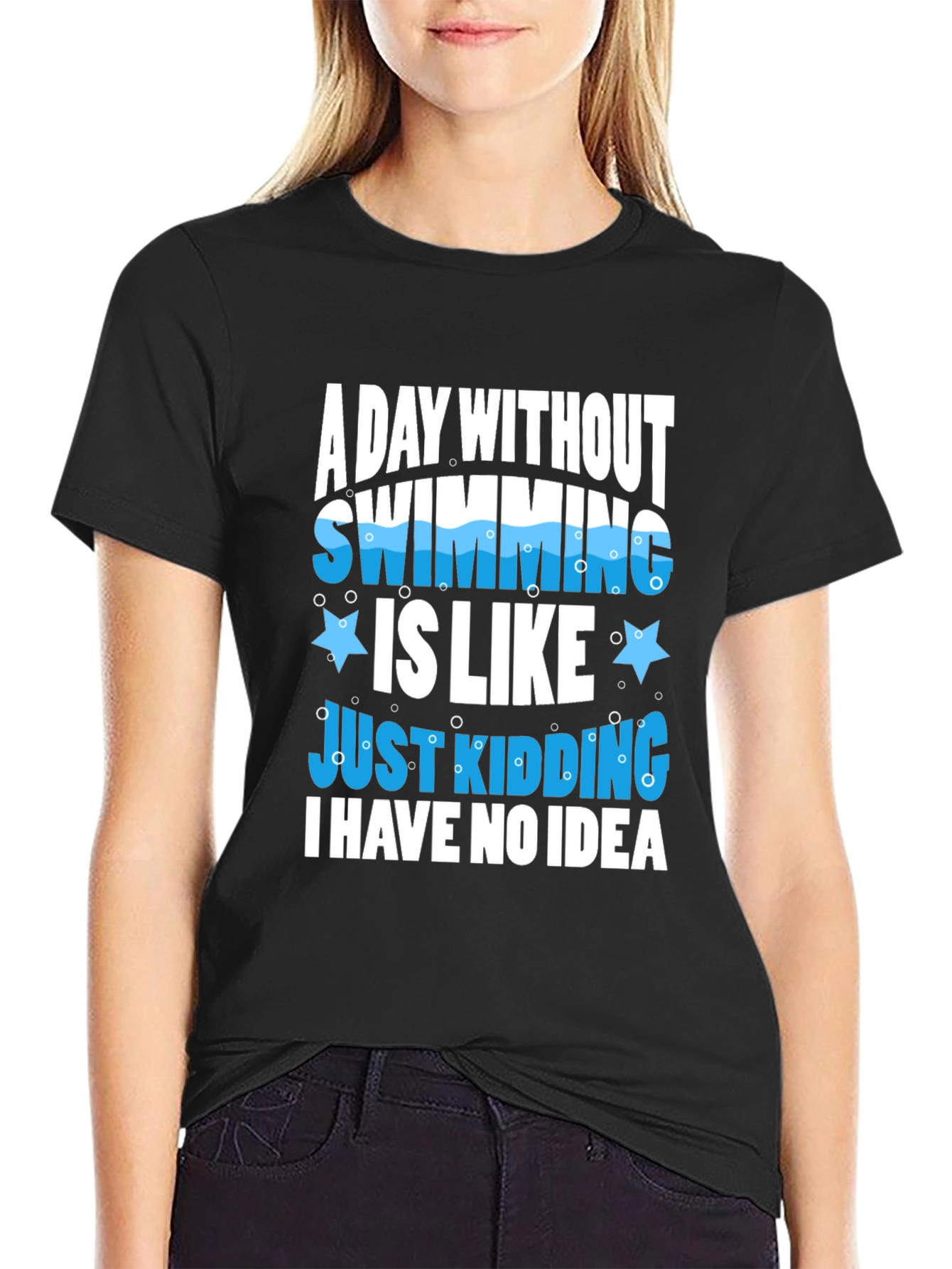 Swimming Joke Graphic Tee - Black